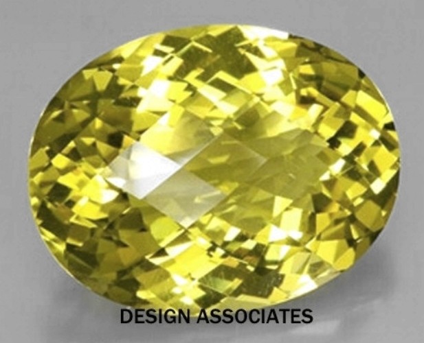 LEMON QUARTZ 15 x 12 MM OVAL CUT CHECKERBOARD TOP ALL NATURAL AAA