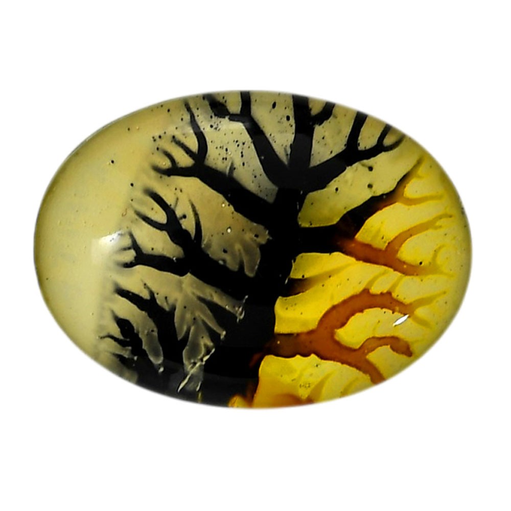 Lab Created Dendritic Agate Doublet 21.25×29.2×7 mm Oval Gemstone LS127-06556