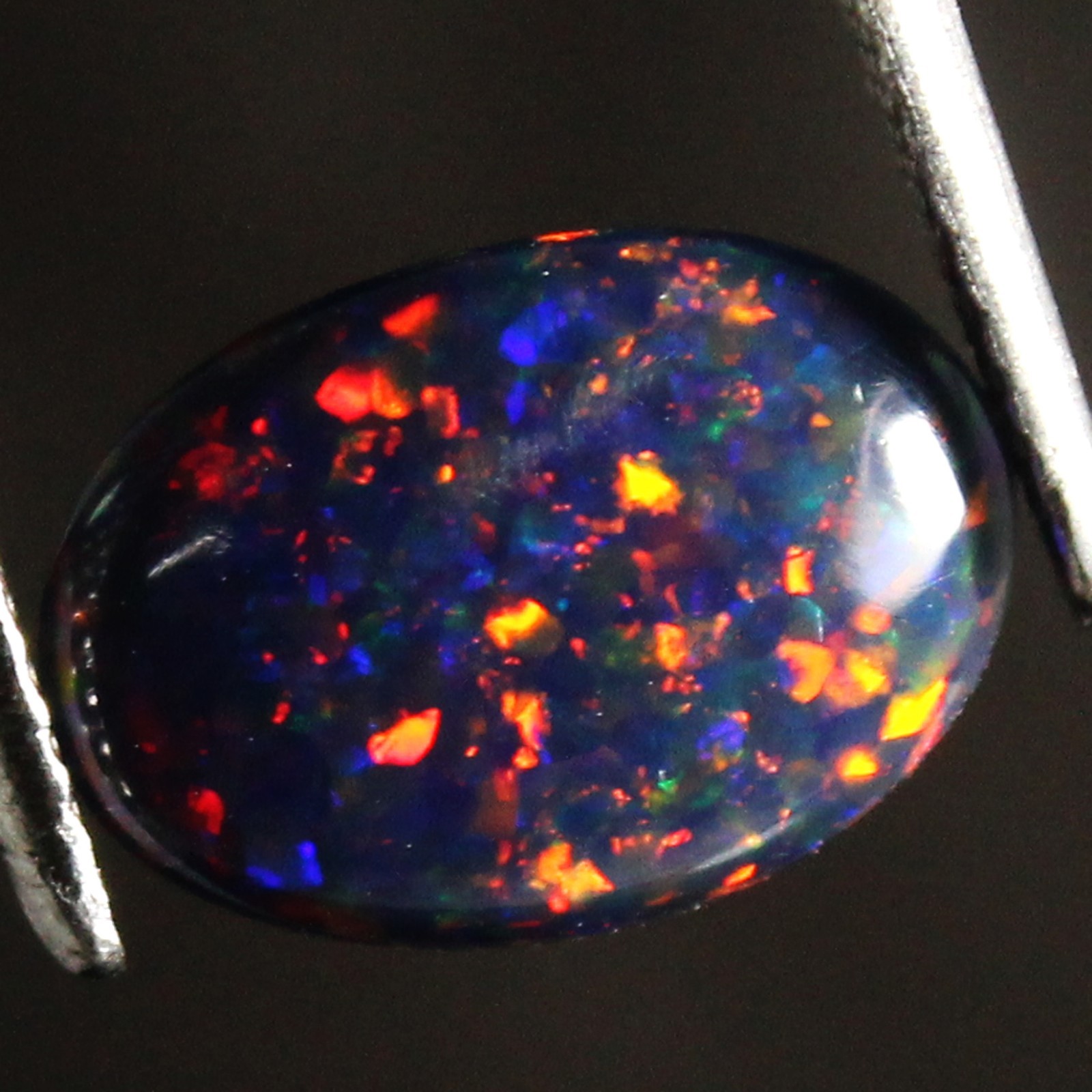 Natural Certified Australian Black Fire Opal 11×13 MM Oval Cut Unheated Gemstone