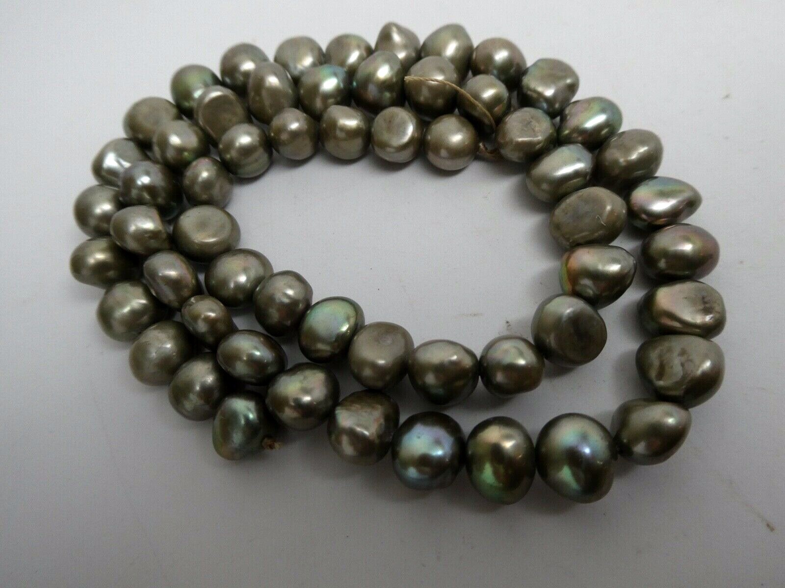 Freshwater Green Bronze Potato Shape Irregular Large 8mm x 7mm Pearl Std.16″