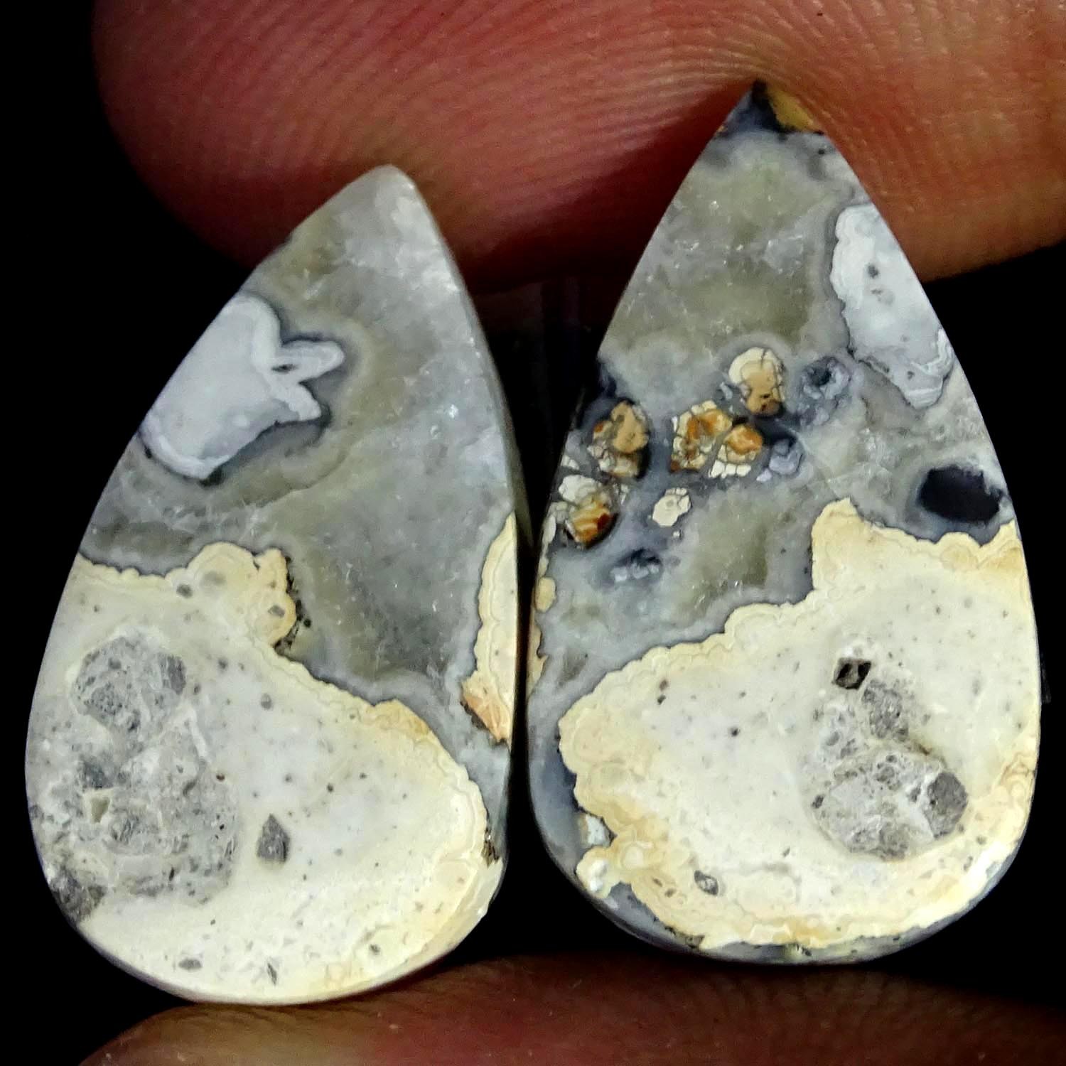 15.60Cts Natural Royal Maligano Jasper Pair Oval Cabochon Gemstone 12X22X3MM