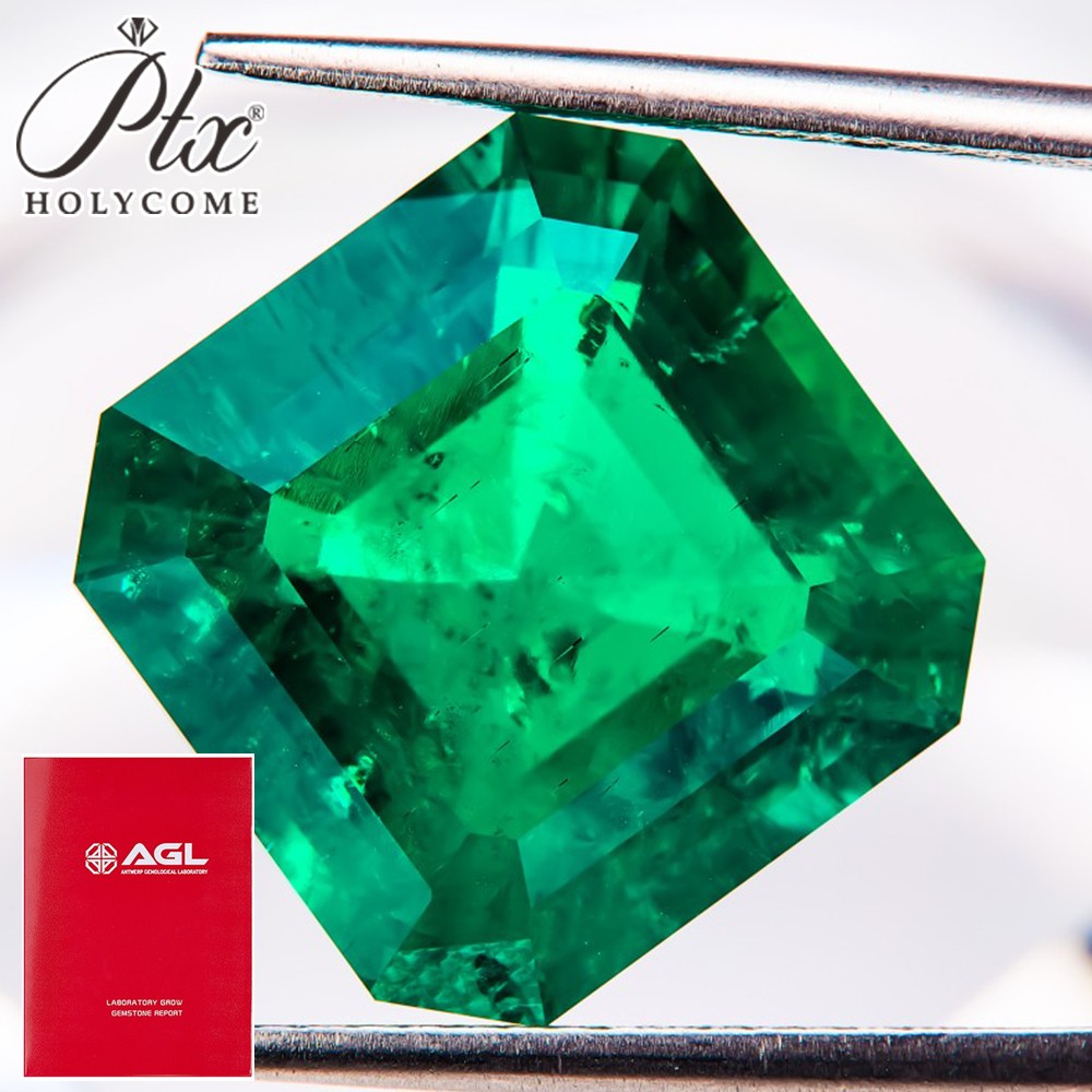 AGL Lab Grown Colombia Emerald Asscher Cut Gemstones with Inclusion for Jewelry