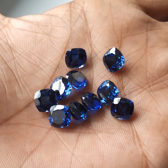 Cushion Blue Sapphire Lab Created Synthetic Gemstone Jewelry Stone 3mm to 10mm