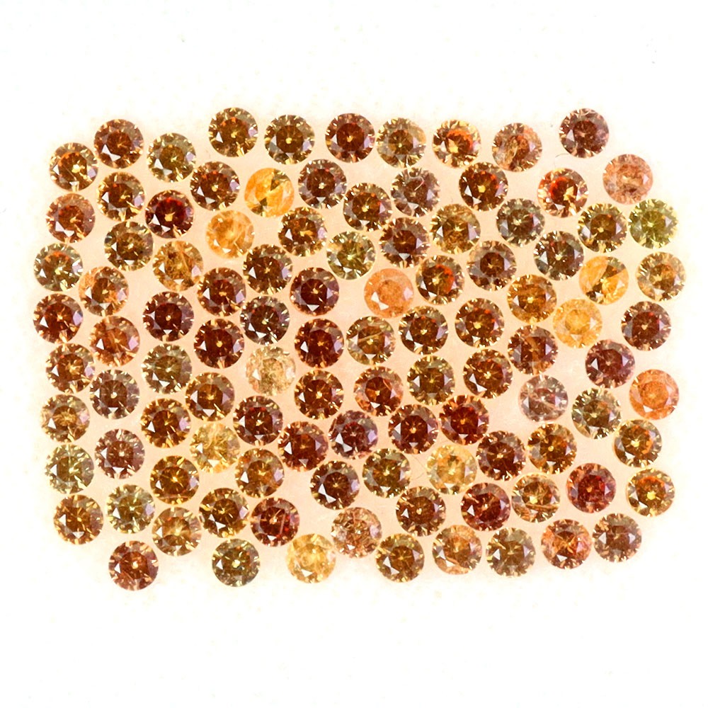 Round Diamond Cut Natural Orange Yellow Sapphire 105pcs 3.07ct 1.7mm Gemstone