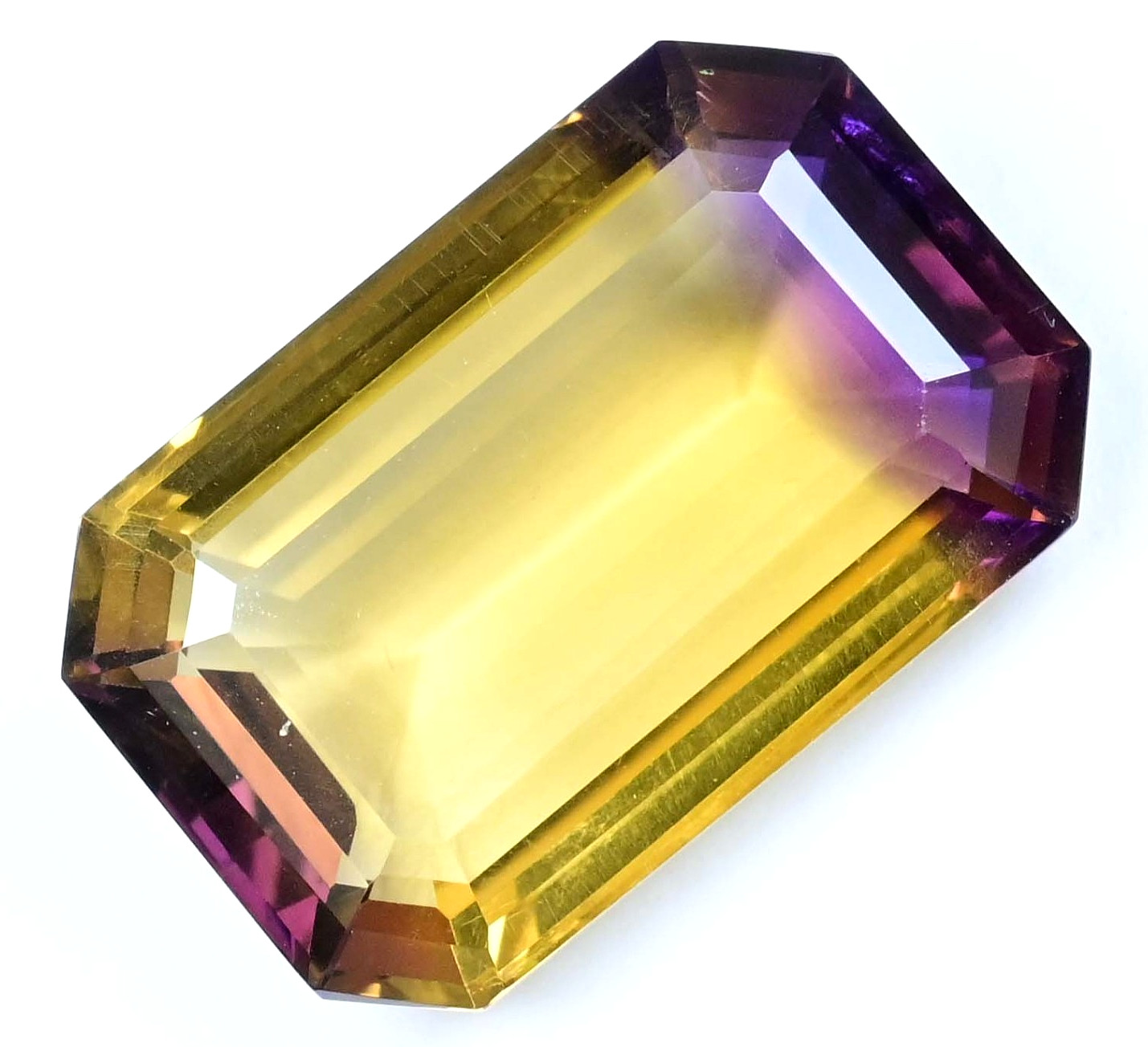 Untreated Rare 34.35 Ct Natural Bi-Color Ametrine Certified Emerald Cut Gemstone