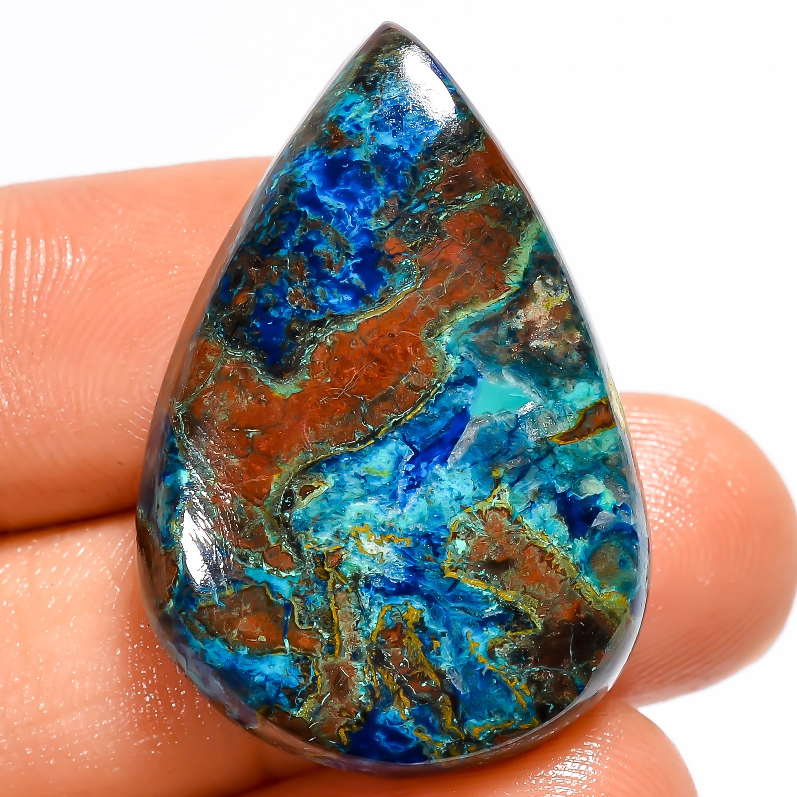 100% Natural Chrysocolla Pear Shape Cabochon Gemstone 40.5 Ct 31X21X6 mm UG-7239