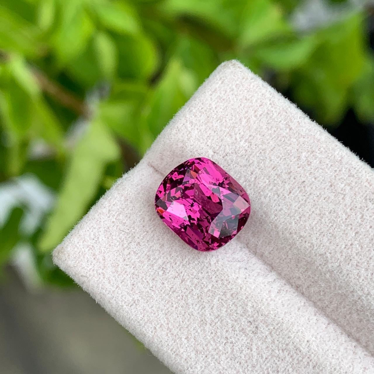 Natural 5.46 Carats Pink Garnet Loose Gemstone Cushion Cut Slight Inclusion