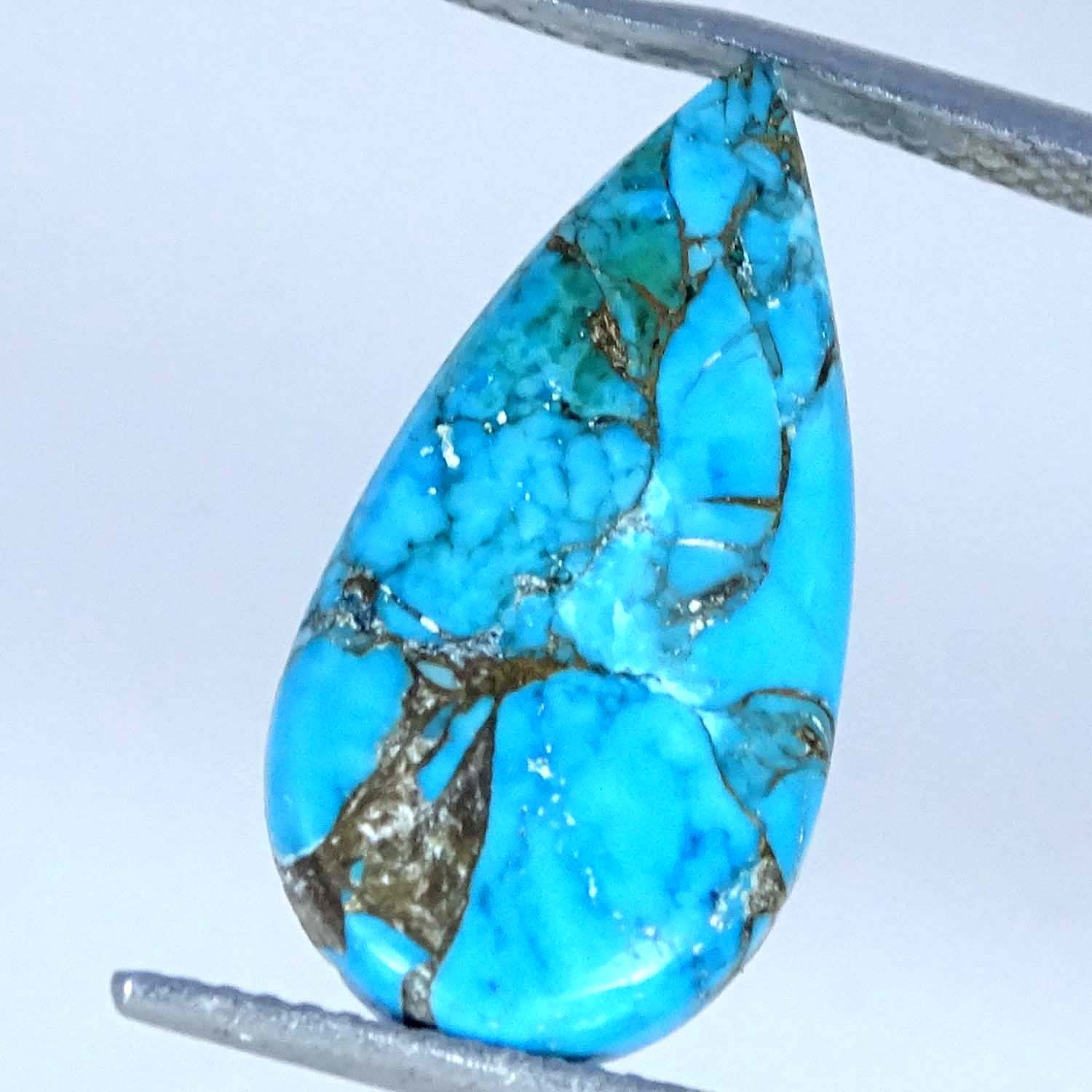 5.70Cts Lab-Created Sky Blue Copper Turquoise Pear Cabochon 11X21X3MM