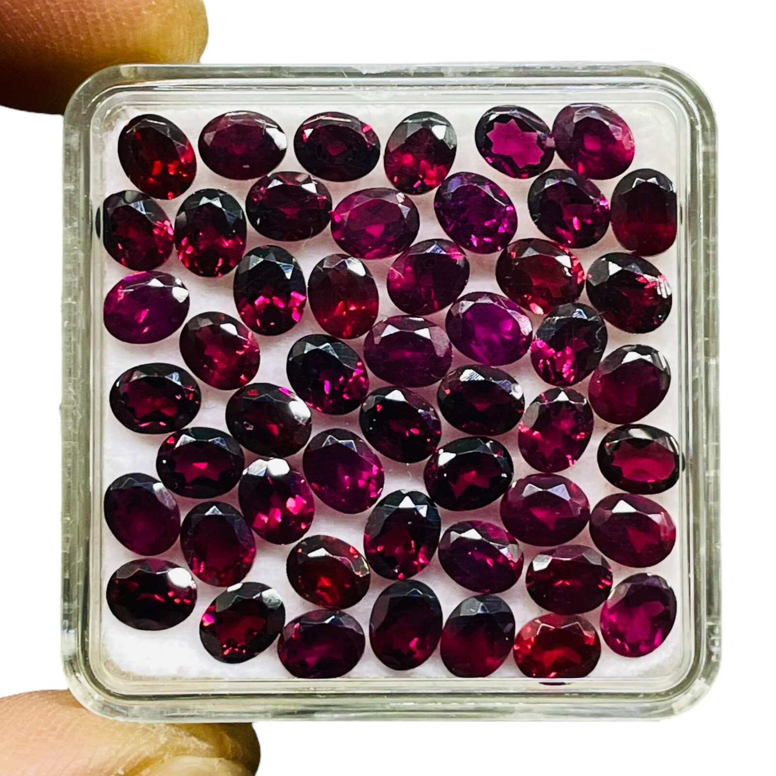 50 Pcs Natural Rhodolite Garnet 5x4mm Oval Cut Loose Untreated Gemstones Lot