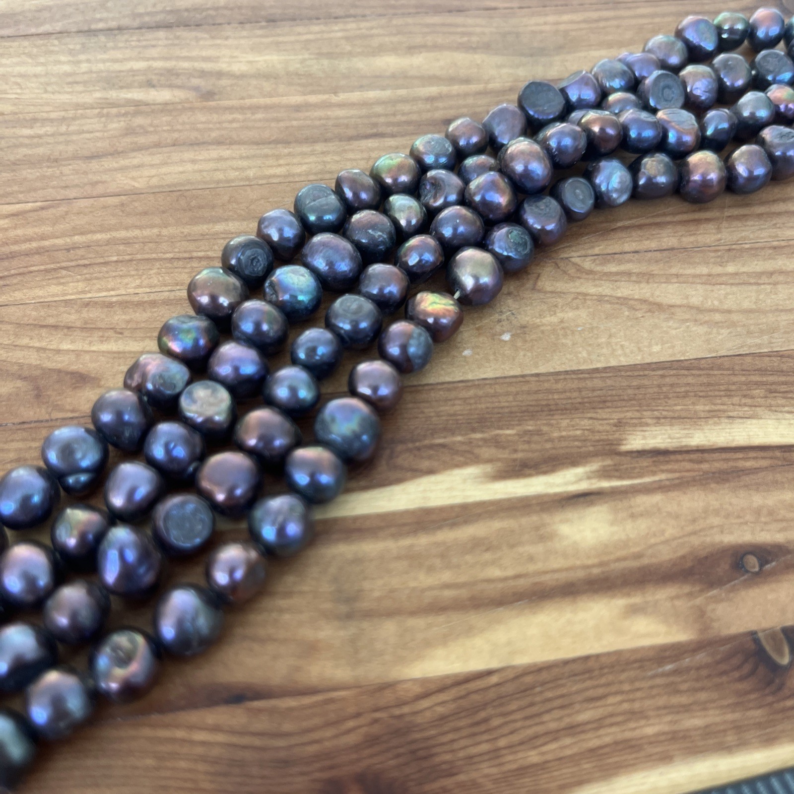 Purple Black Old Stock 7mm Freshwater Pearl Beads 16in Strand