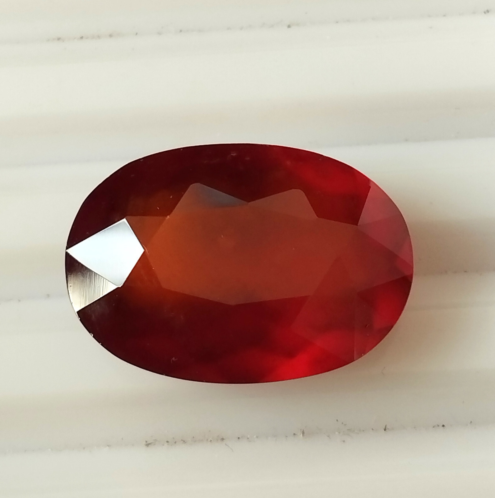 Natural Red Hessonite Garnet 14.70 Carat 19X13.2 mm Oval Faceted Loose Gemstone