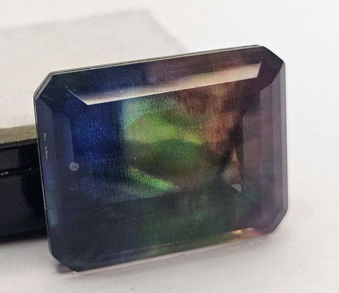 Rectangle Ammolite Opal-Like Organic 30+ Ct Natural Doublet Gemstone FR-560