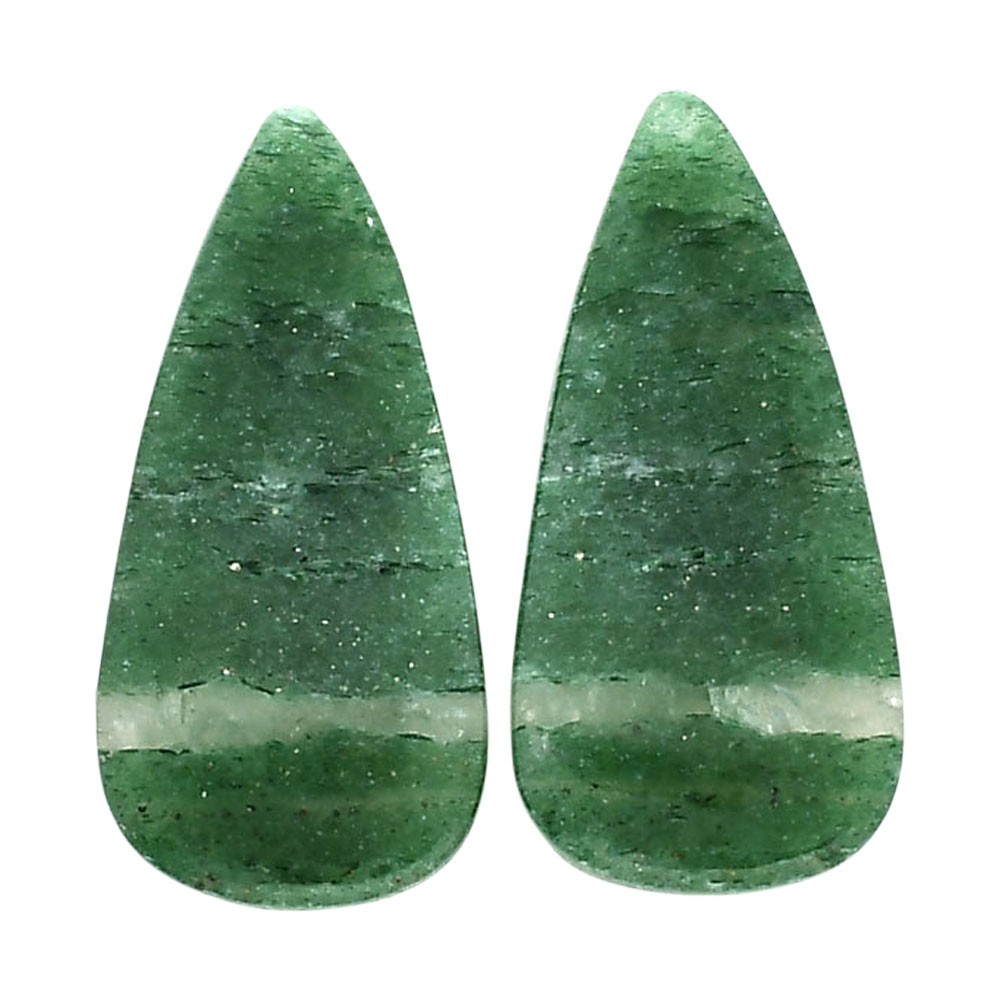 Natural Green Aventurine Pair 12.8×26.25×4 mm Pear Polished Gemstone LS76-04786