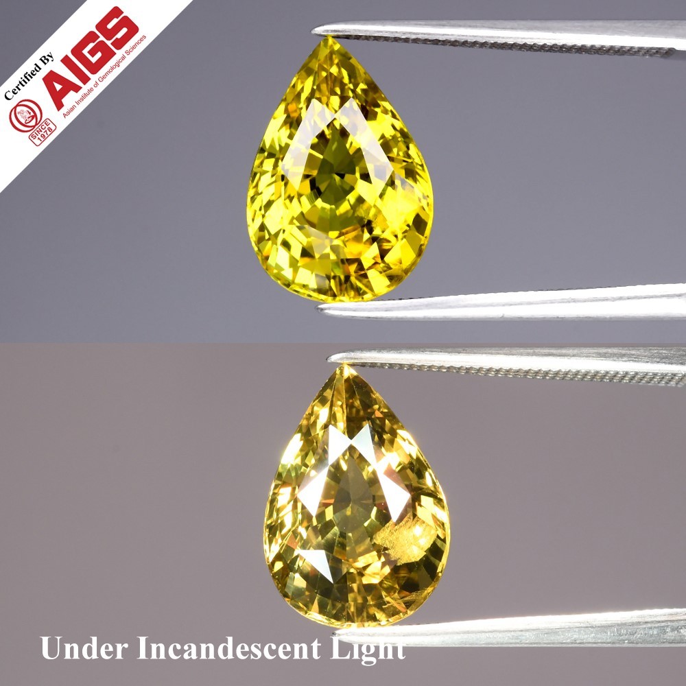 💎 AIGS CERTIFIED 6.34ct VVS Pear Natural Color Change Chrysoberyl – Alexandrite