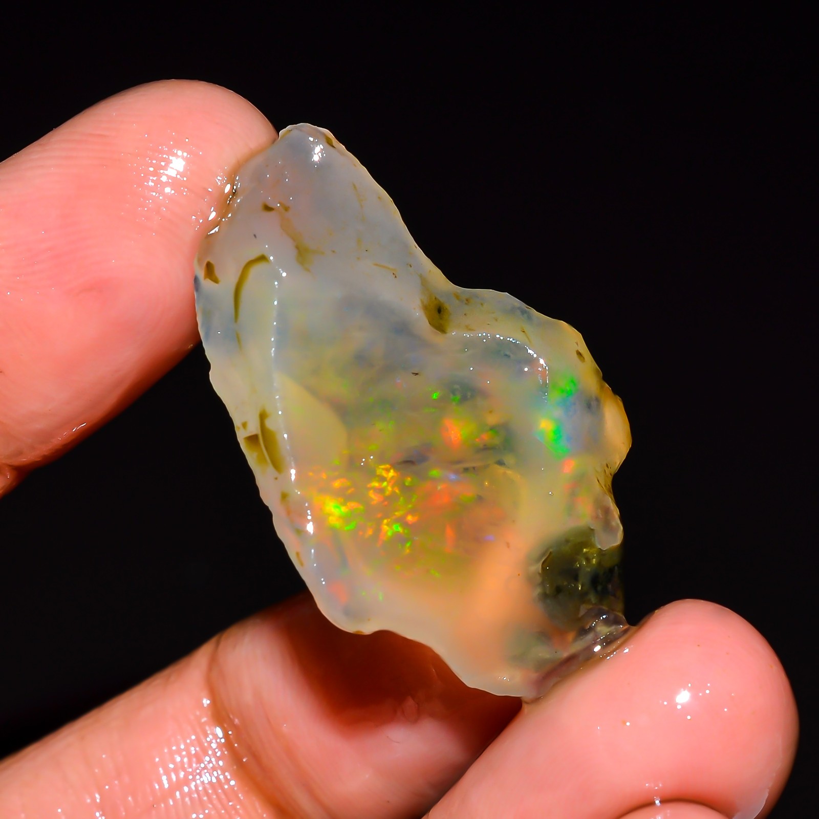 Tempting Natural Ethiopian Opal Loose Gemstone 25 Ct. 32X20X11 mm AO01-22
