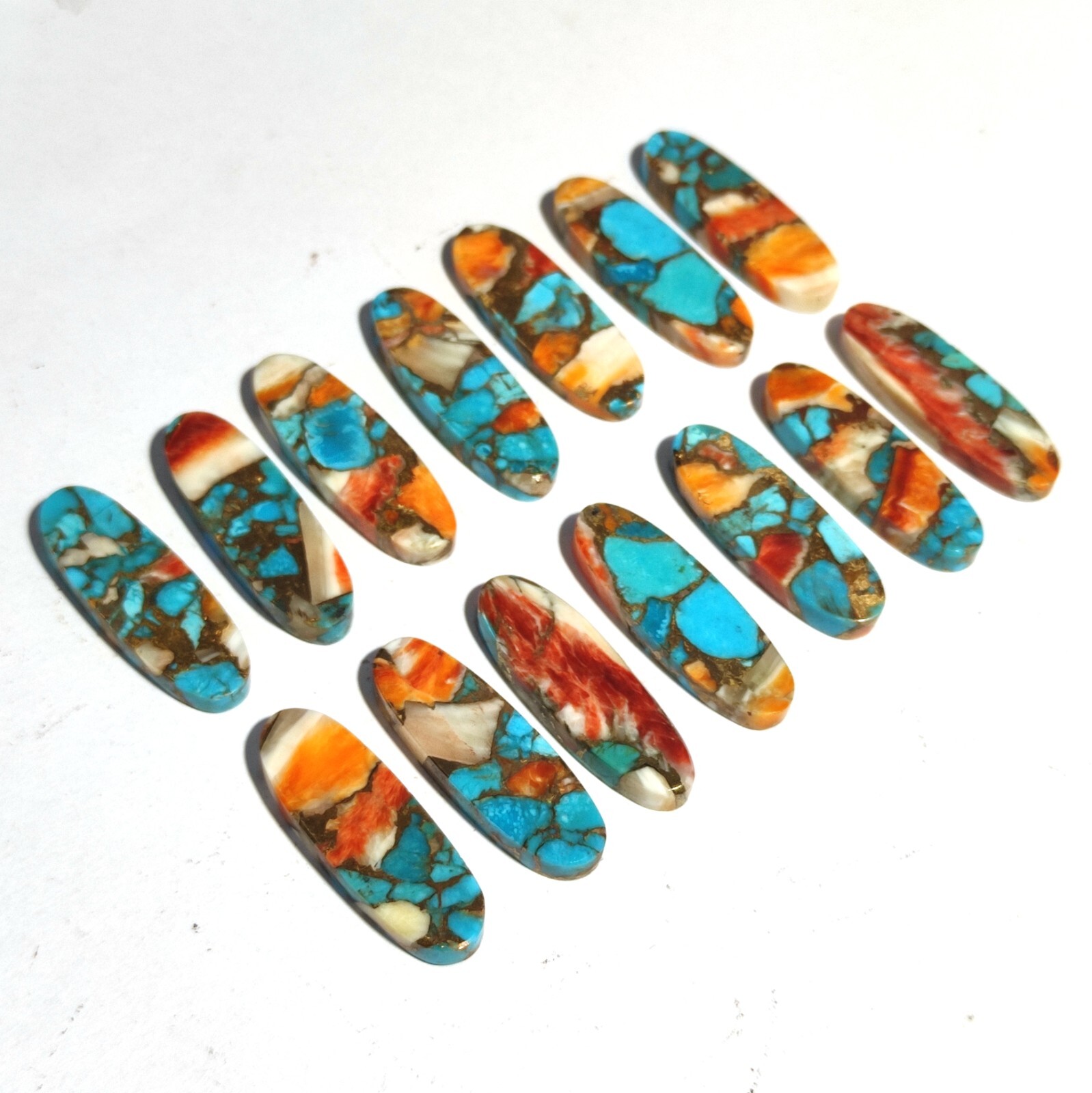 Natural Spiny Oyster Copper Turquoise Gemstone Pendant Supply Oval Cabochon