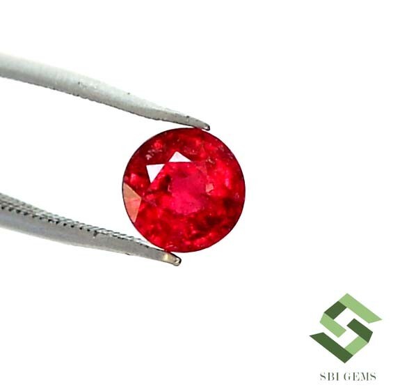 5.70 mm Certified Natural Ruby Round Cut 0.96 CTS Mozambique Loose Gemstone