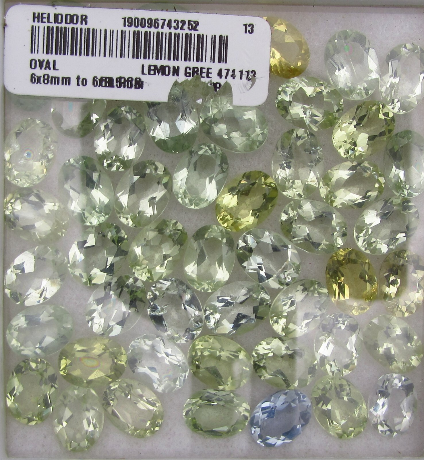 HELIODOR (BERYL). Lemon Green & Other Colors VSI. 50 PCS, 8 X 6 mm, 54.52 TCW.
