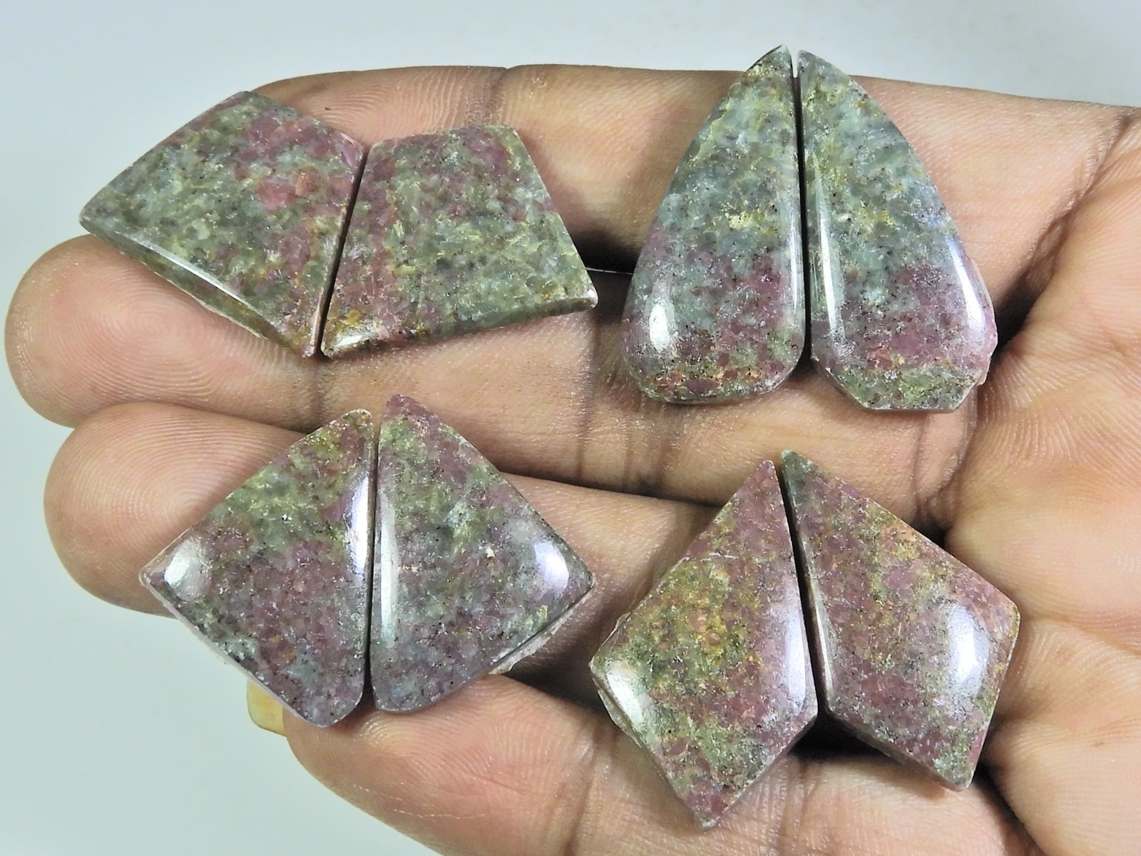 30-32 MM Natural Rhodonite Matched Pair Fancy Loose Gemstone 4 Pair Lot