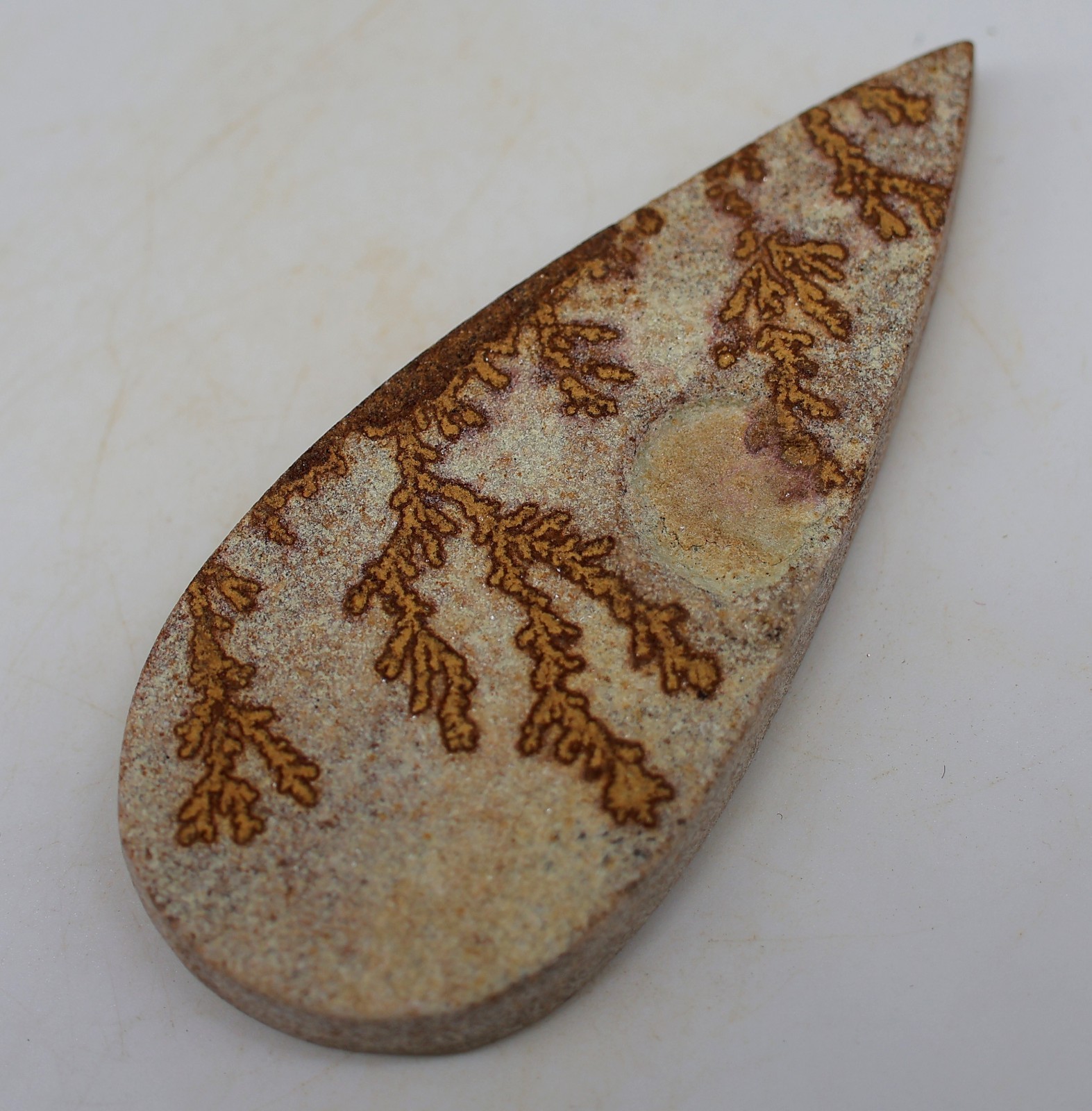 89 Ct 7X27X62 mm Natural Psilomelane Dendrite Pear Cabochon Gemstone PT-204