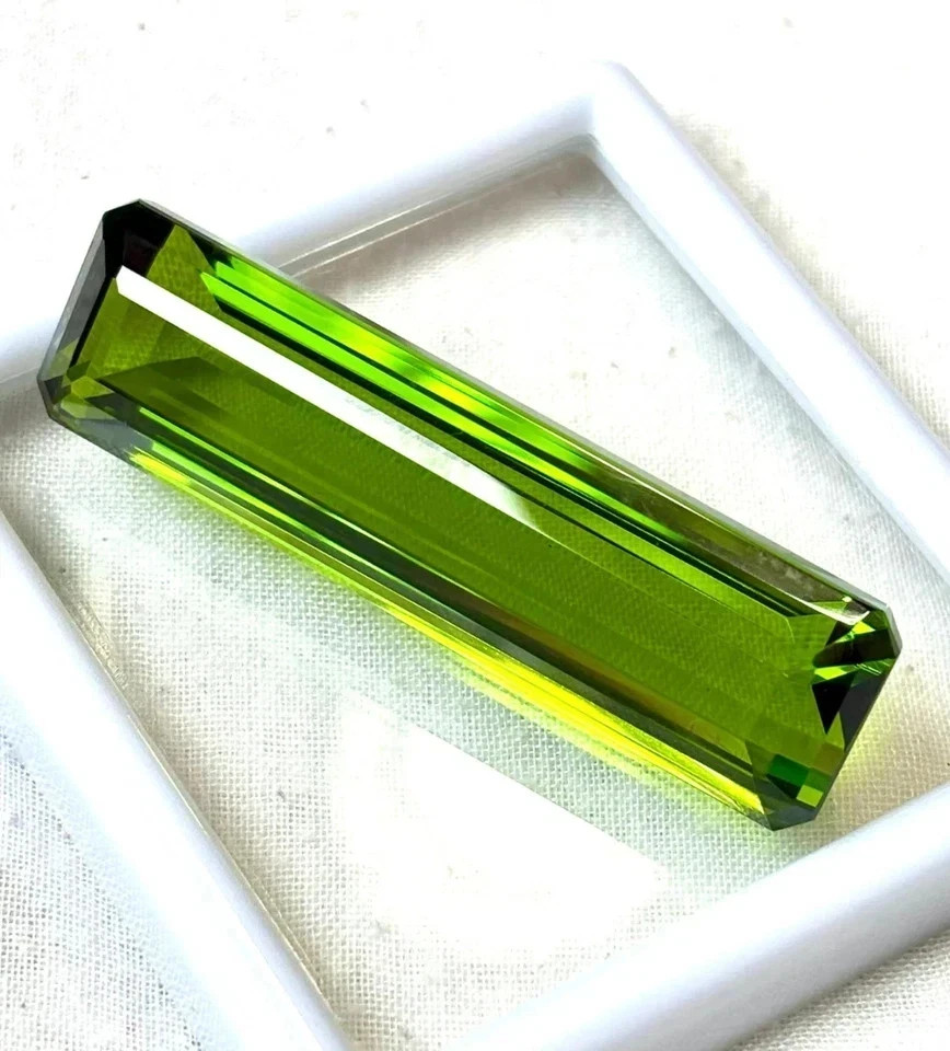 120.50 Ct Natural Green Peridot Emerald Cut Loose Gemstone Certified