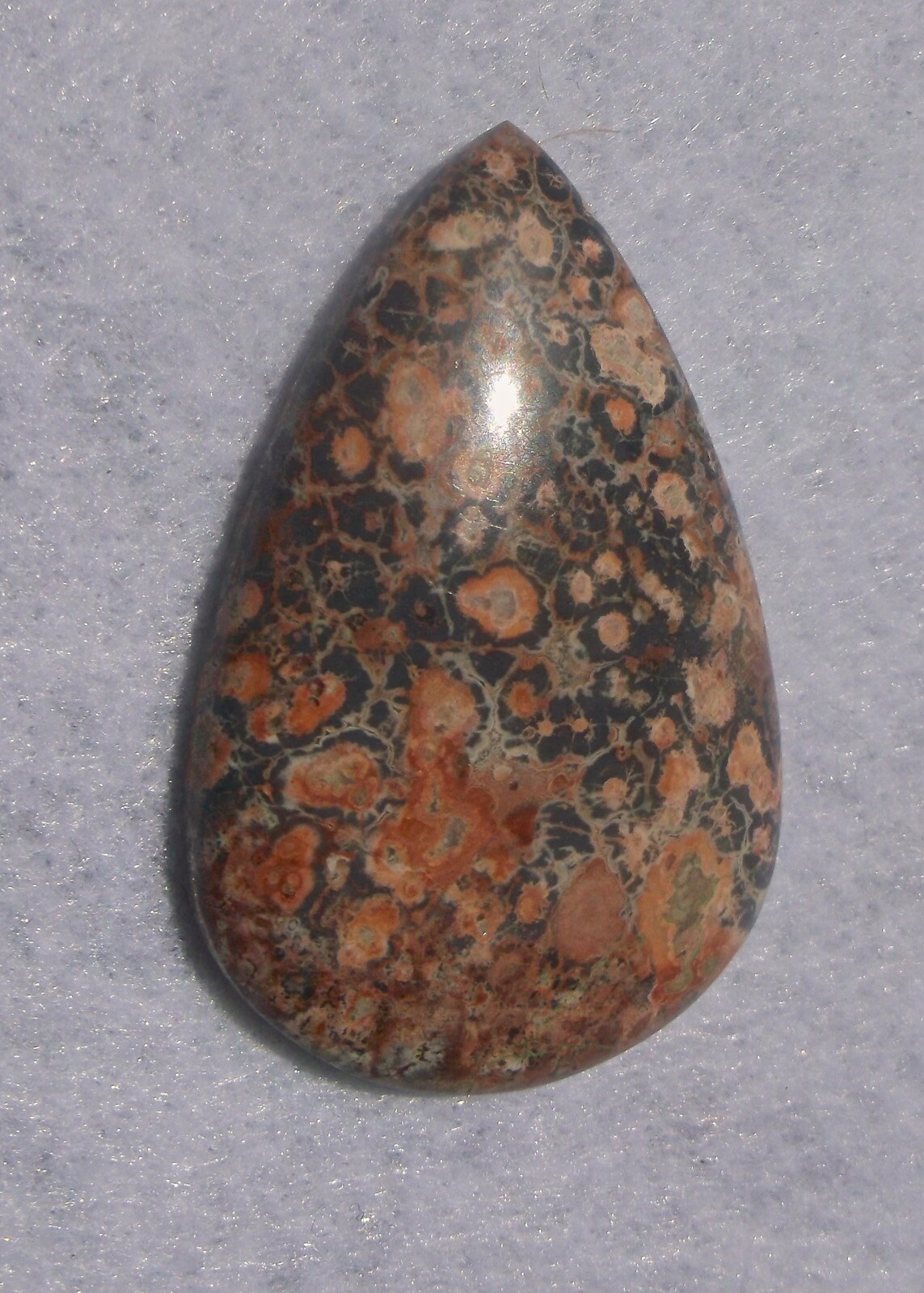 LEOPARD ORBICULAR JASPER VERY STRIKING LARGE CABOCHON 18 GRAMS – 90 AFRICA