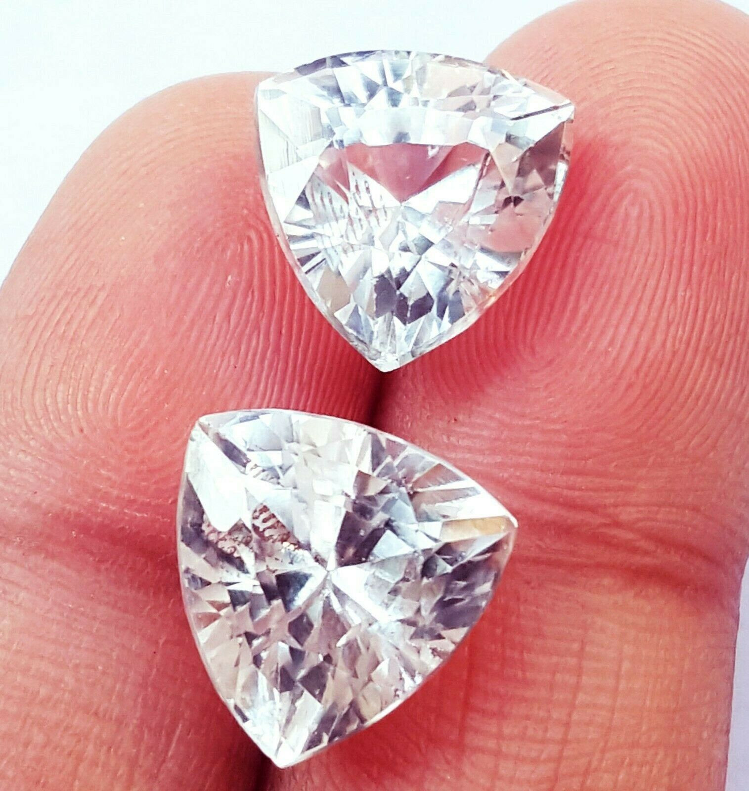 18+ Ct Loose Gemstone Natural White Sapphire Certified Pair With Free Gift