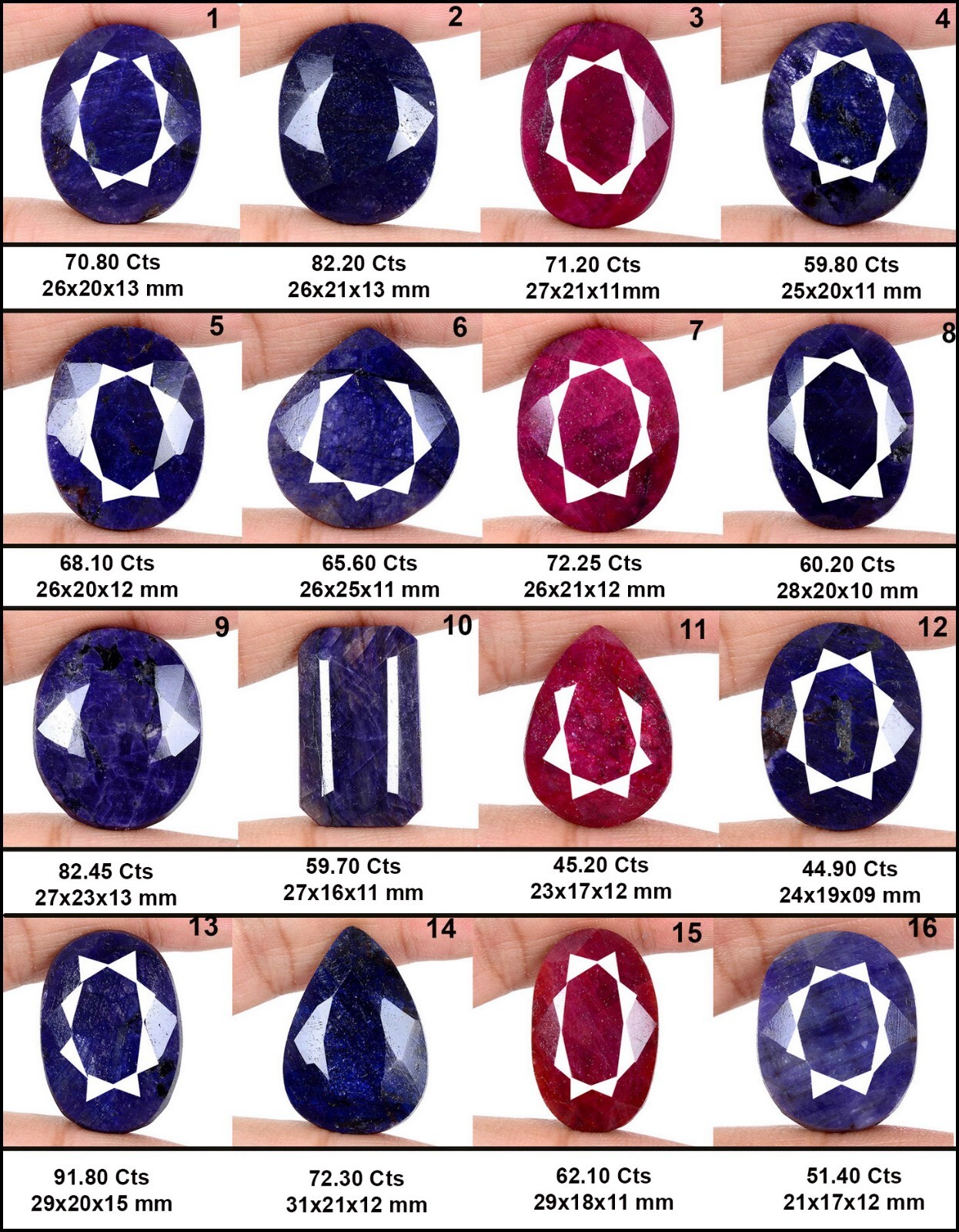 1060 Cts Natural Ruby Sapphire Mix Cut 21-31mm Loose Earth Mined Gemstones Lot