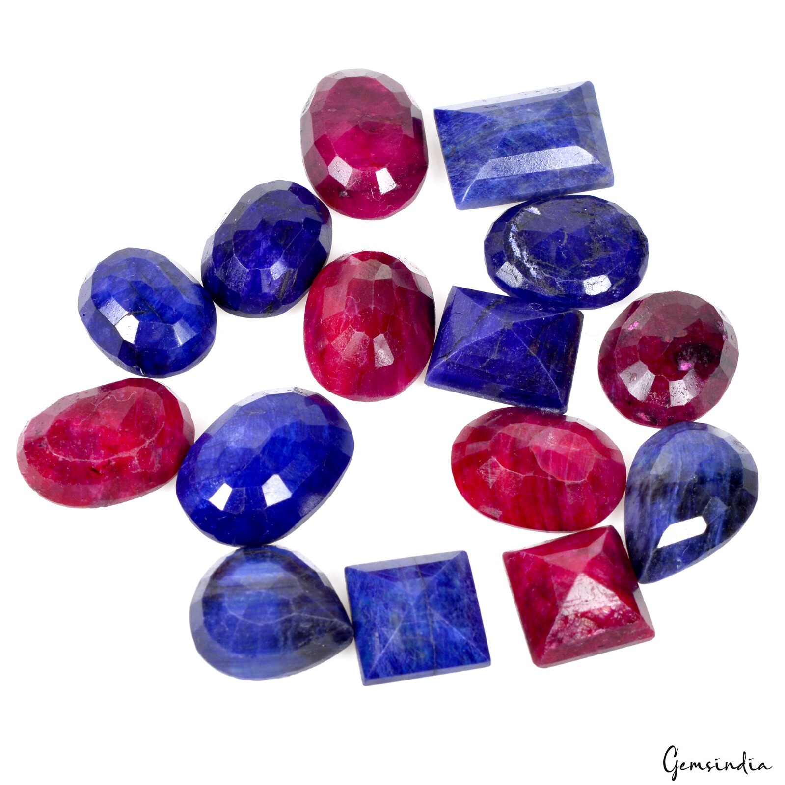 Top Quality Natural Ruby Sapphire Mix Cut Loose 11-17mm Gems For jewelry/15 Pcs