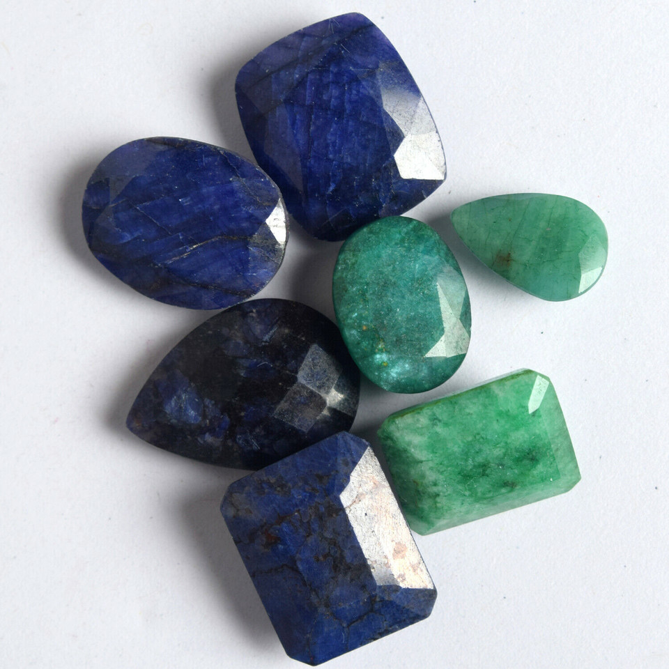 80Ct/ Natural Emerald, Ruby & Sapphire Faceted Mix Cut Loose Gemstones Lot k