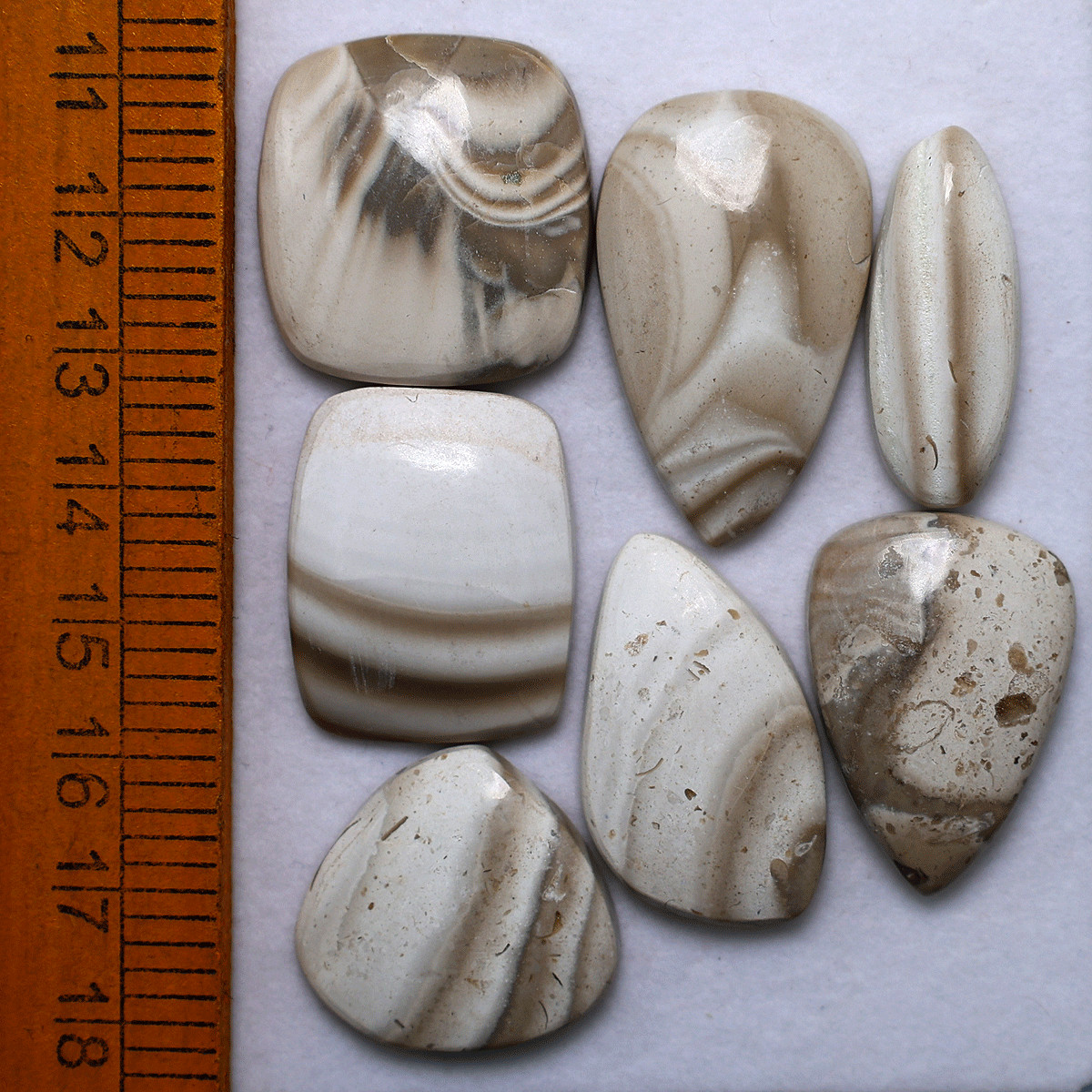 Poland 7 Pcs Natural Flint Stone Hi-Quality 23mm-34mm Cabochon Loose Gemstones