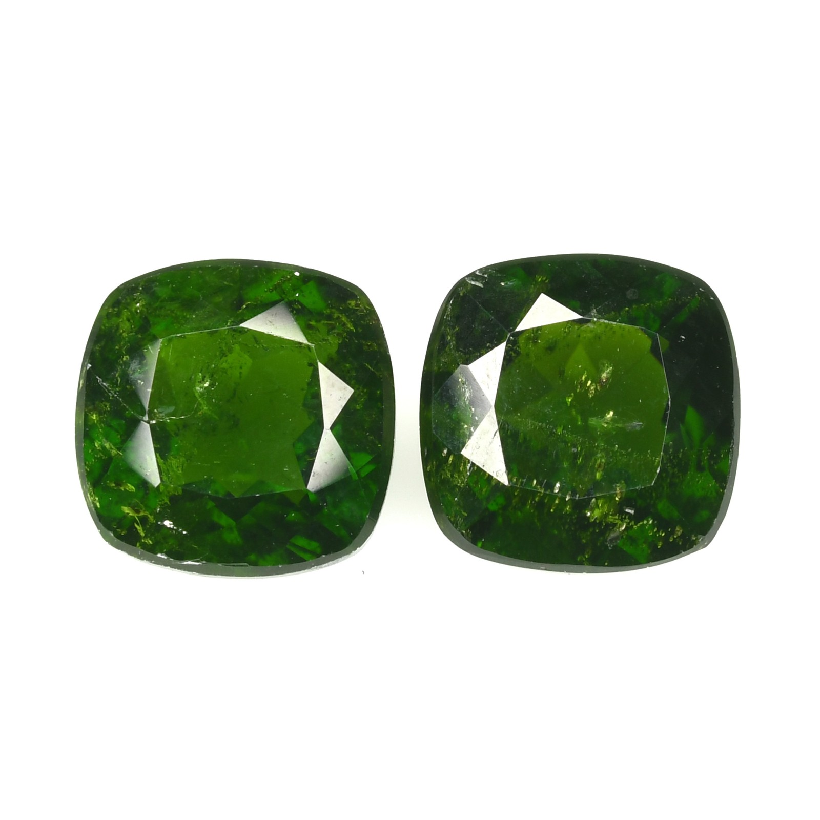 4.97 Cts MATCHING PAIR RAREST CUSHION (8 x 8 mm) GREEN NATURAL CHROME DIOPSIDE