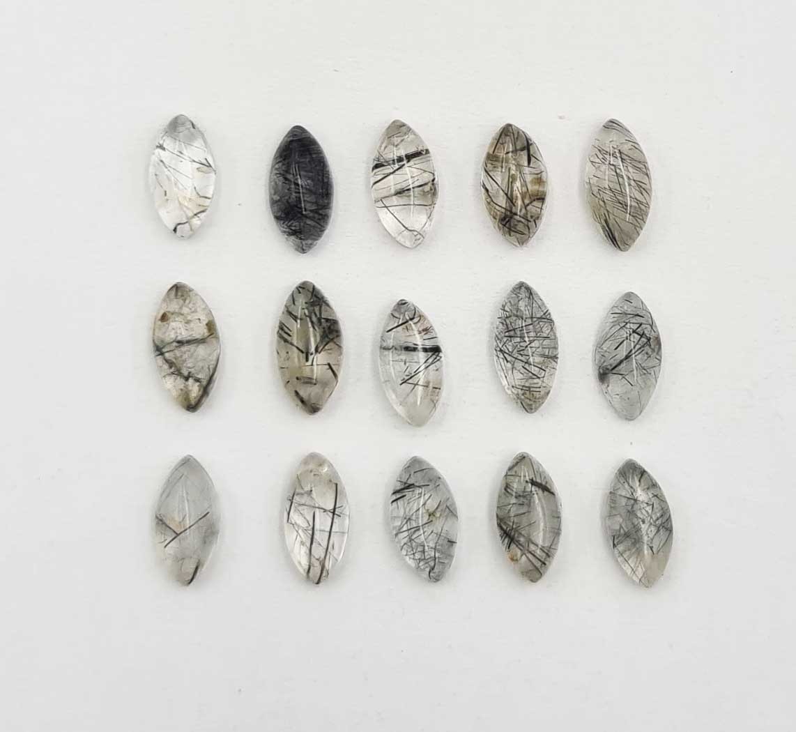 Natural Black Rutile Marquise Cabochon Gemstone Lot 69 Pcs 4*8 MM 50 CT