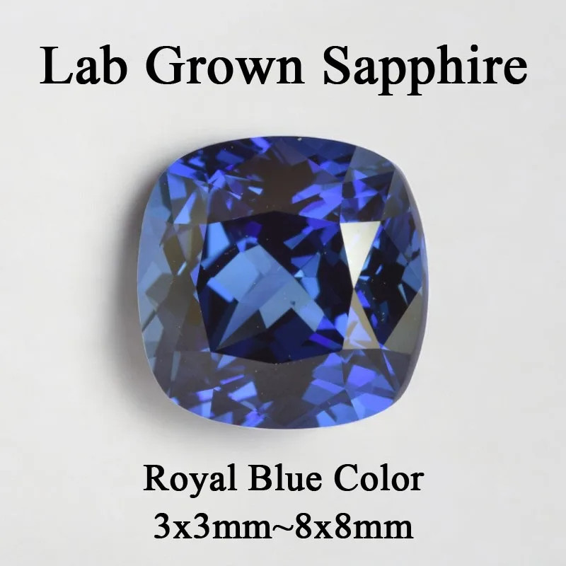 Royal Blue Cushion Cut Lab Grown Sapphire Loose Stone w/ AGL Certificate Jewelry