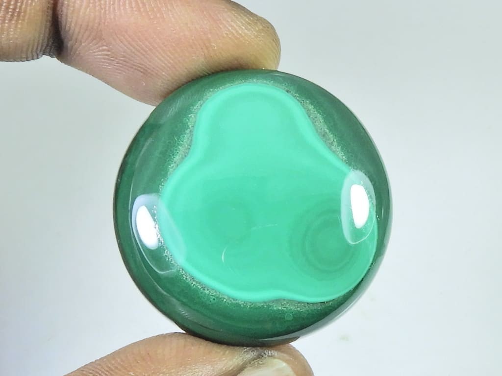 89Cts.Natural Green Malachite Round Shape Cabochon Loose Gemstone 31X31X7MM H553