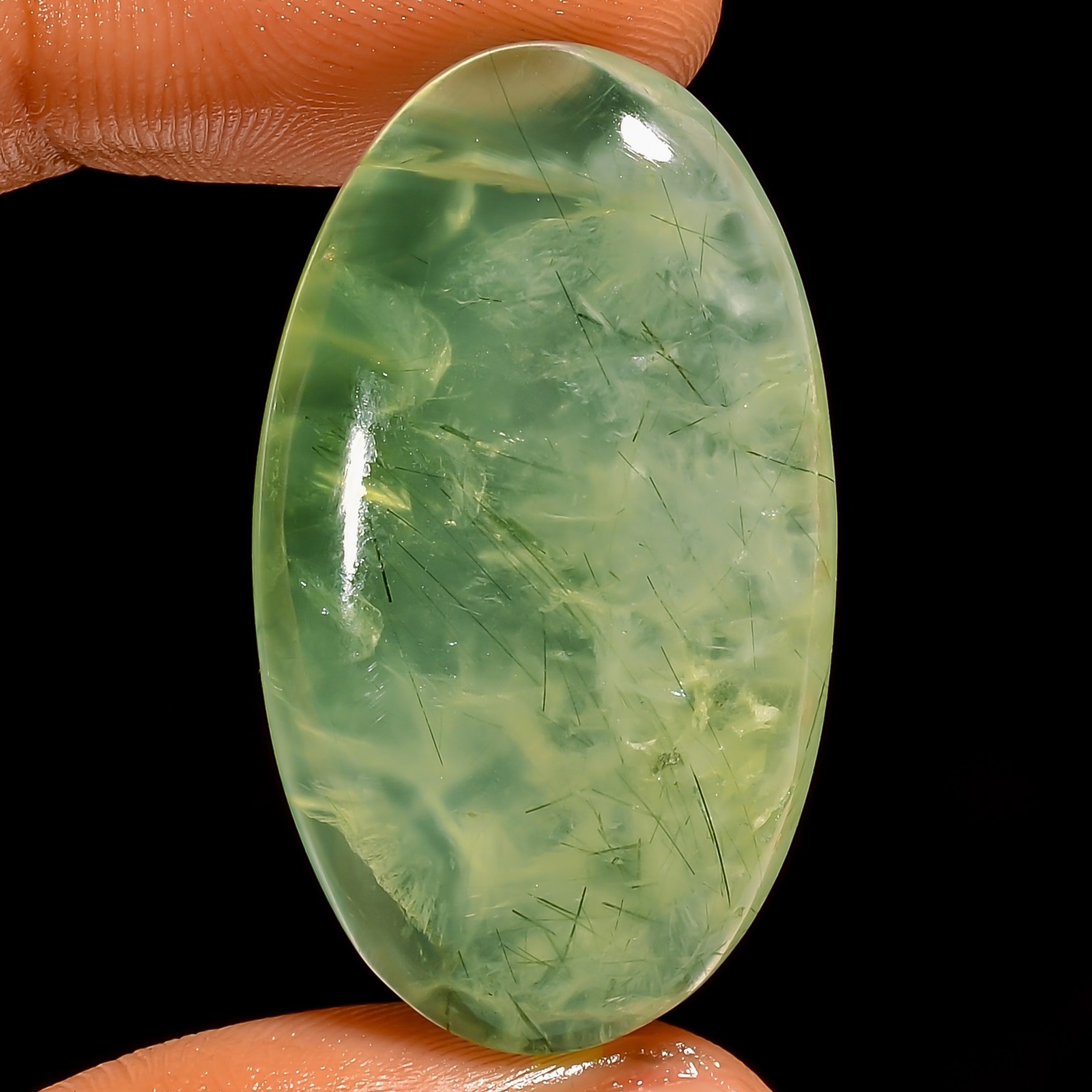 100% Natural Prehnite Oval Shape Cabochon Loose Gemstone 51 Ct 36X20X8mm UG-6716