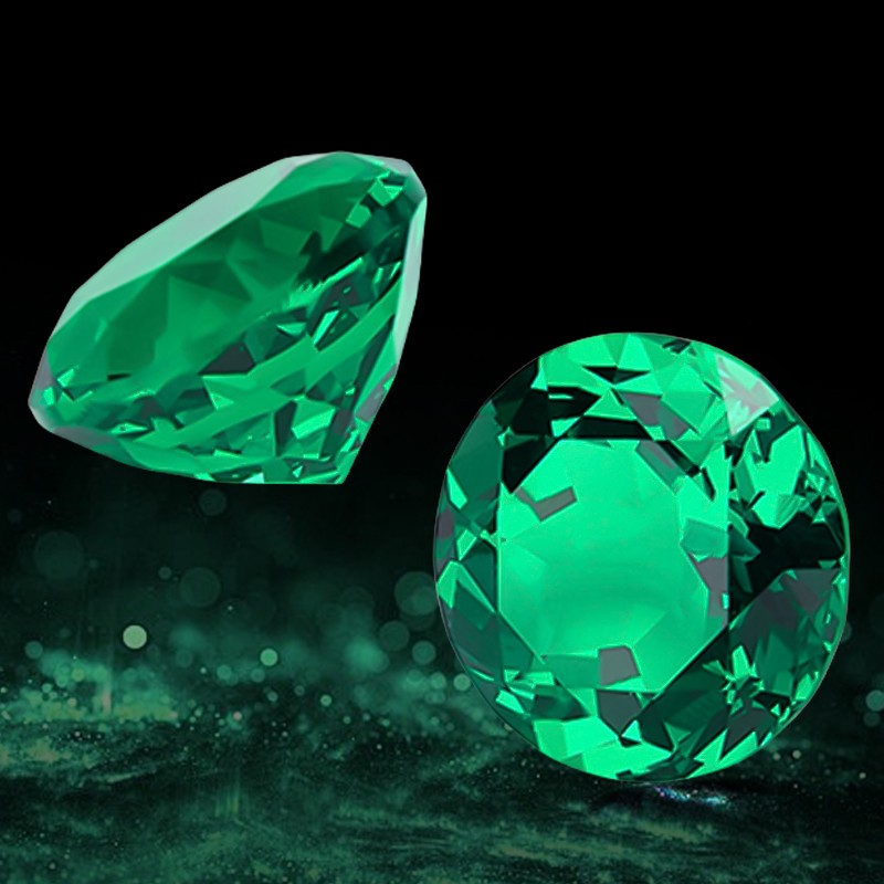 AGL Lab Grown Columbia Emerald Round Cut Gemstone for DIY Charms Jewelry Making