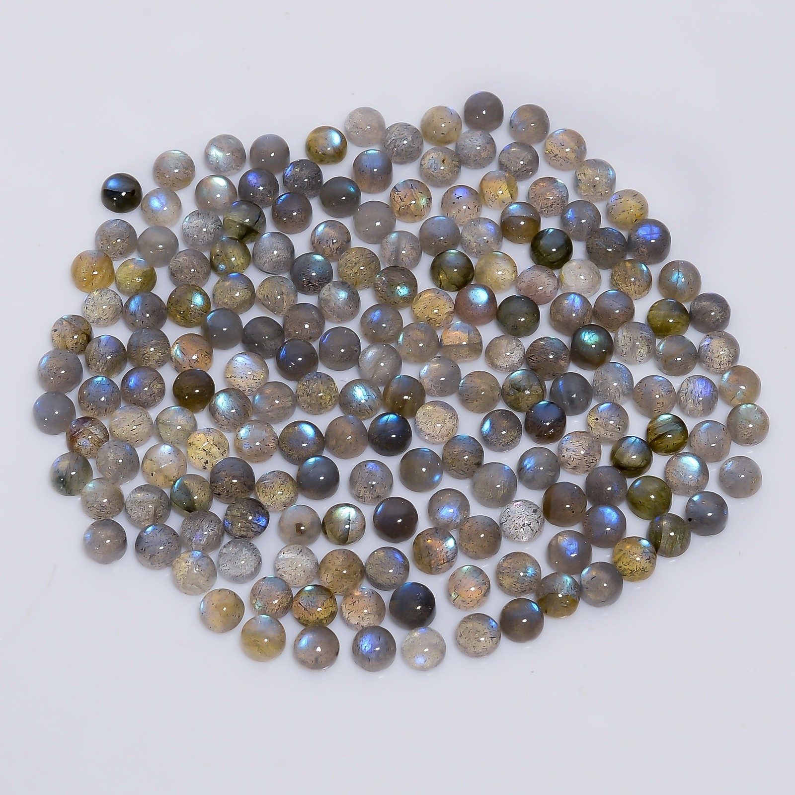 100% Natural Labradorite Round Cabochon Gemstone Lot 20 Ct 4X4X2 mm UGL-26