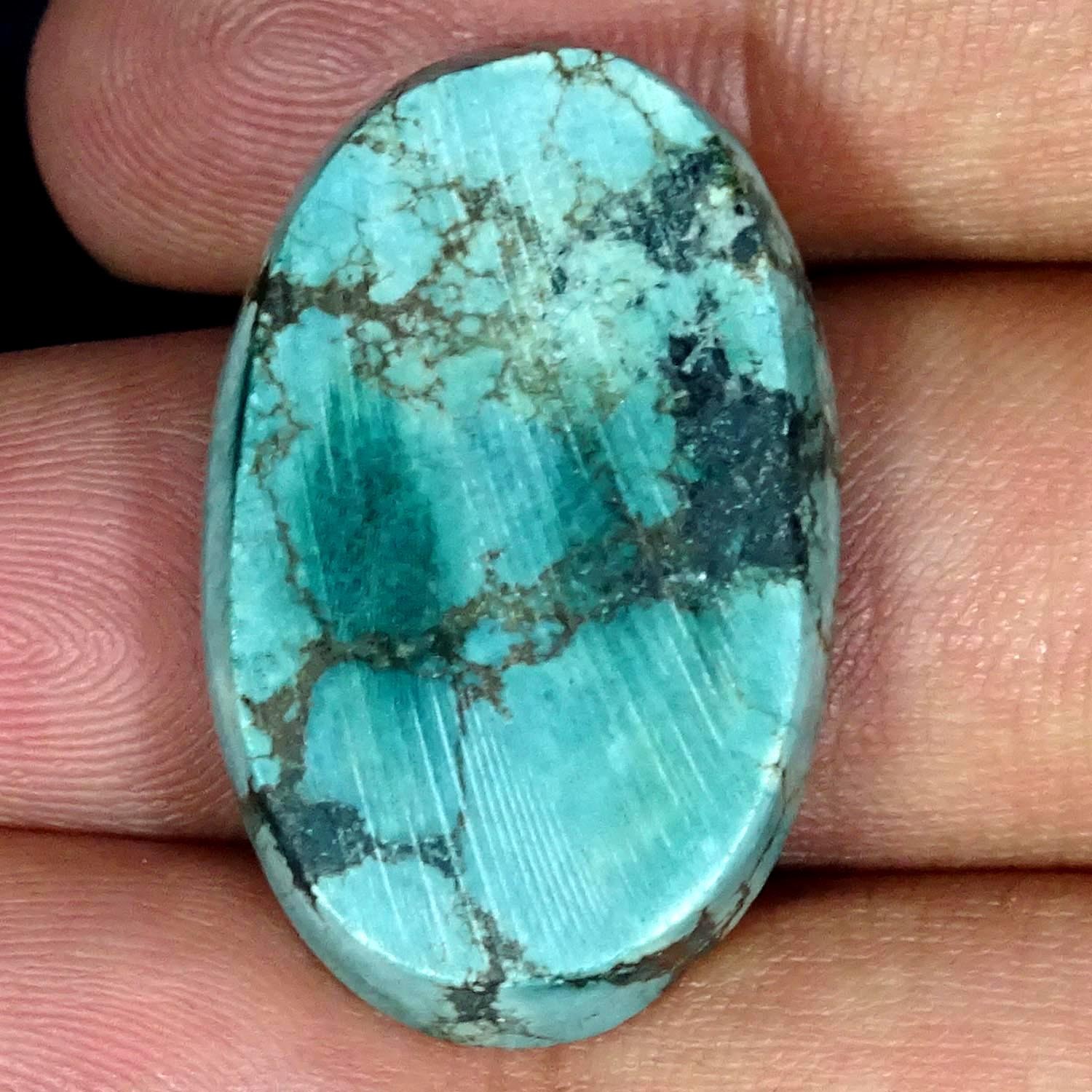 46.40Cts Lab-Created Designer Magnesite Turquoise Oval Cabochon 20X32X8MM