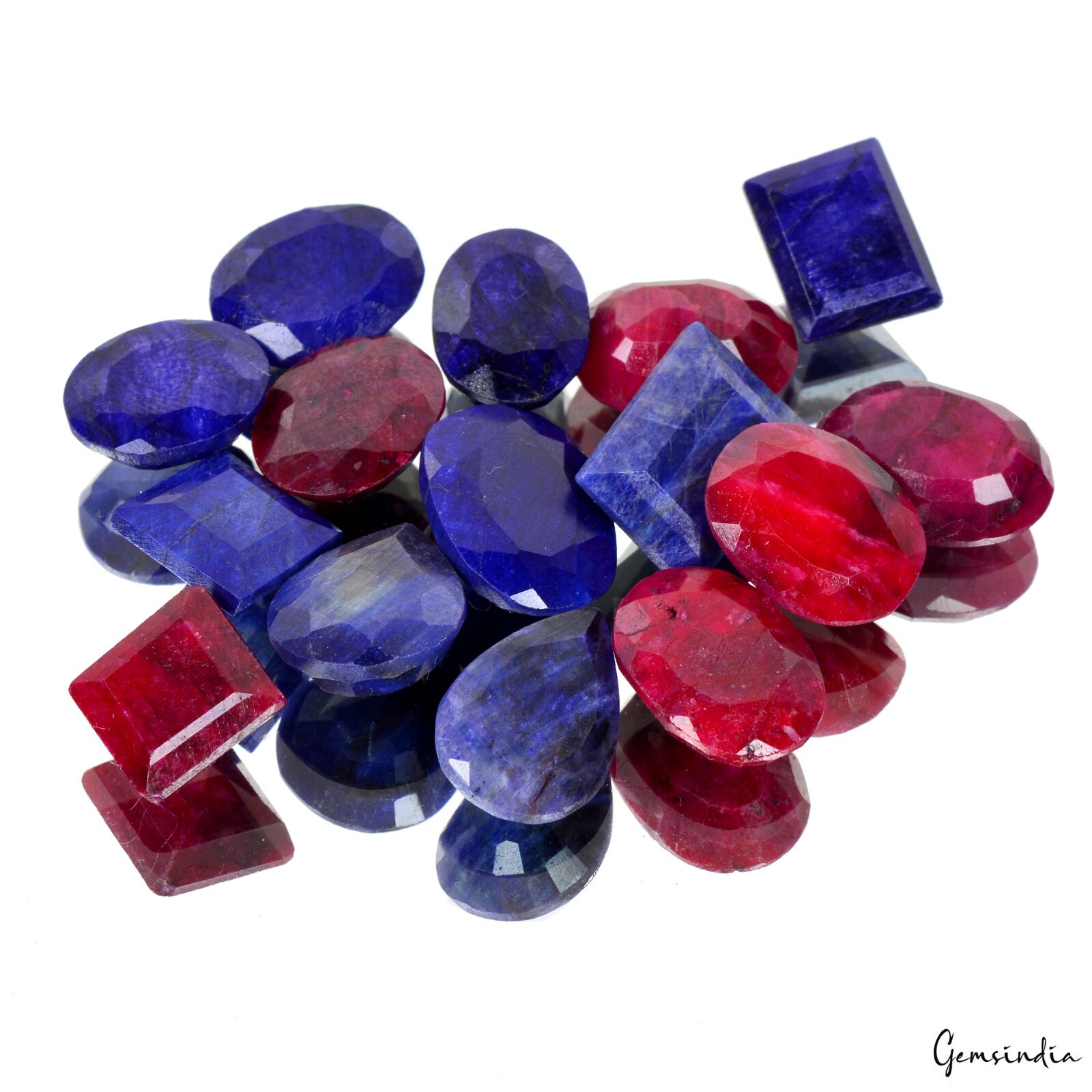 Top Quality Natural Ruby Sapphire Mix Cut Loose 11-17mm Gems For jewelry/15 Pcs