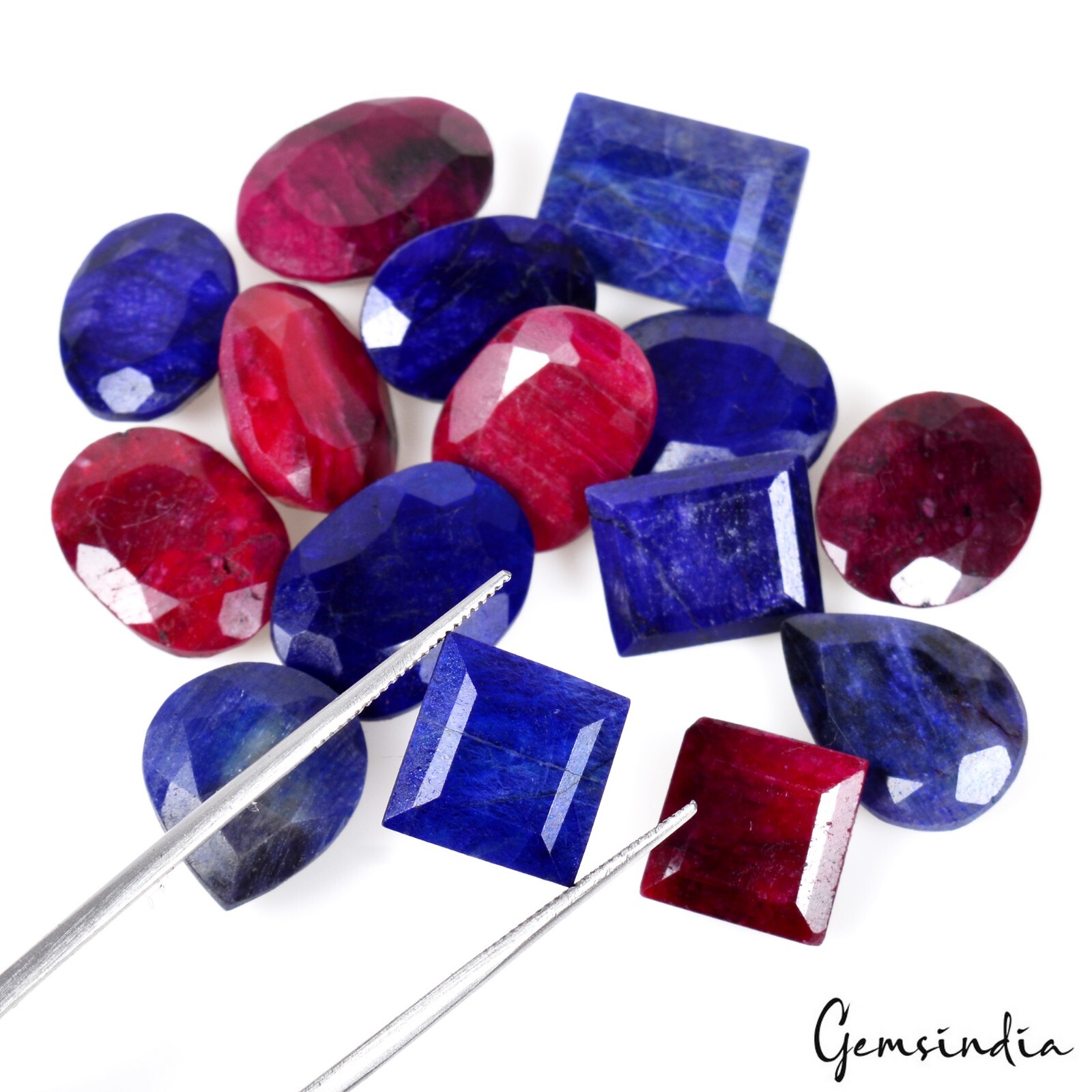 Top Quality Natural Ruby Sapphire Mix Cut Loose 11-17mm Gems For jewelry/15 Pcs