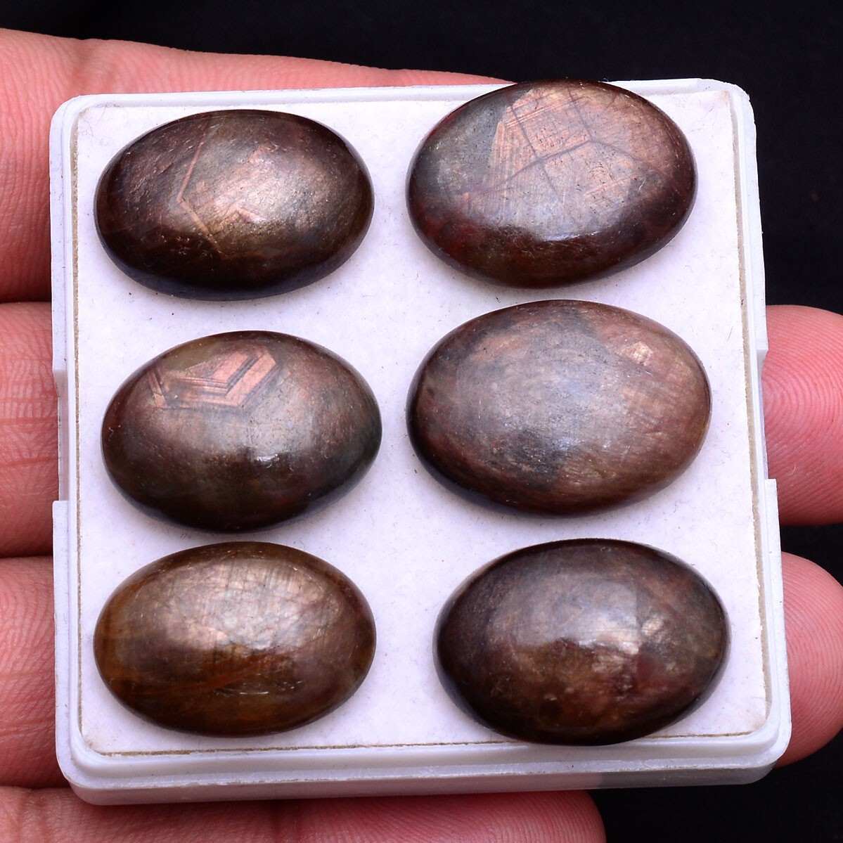 6 Pcs Natural Sapphire Golden Brown 19mm-21mm Oval Cabochon Untreated Gemstones