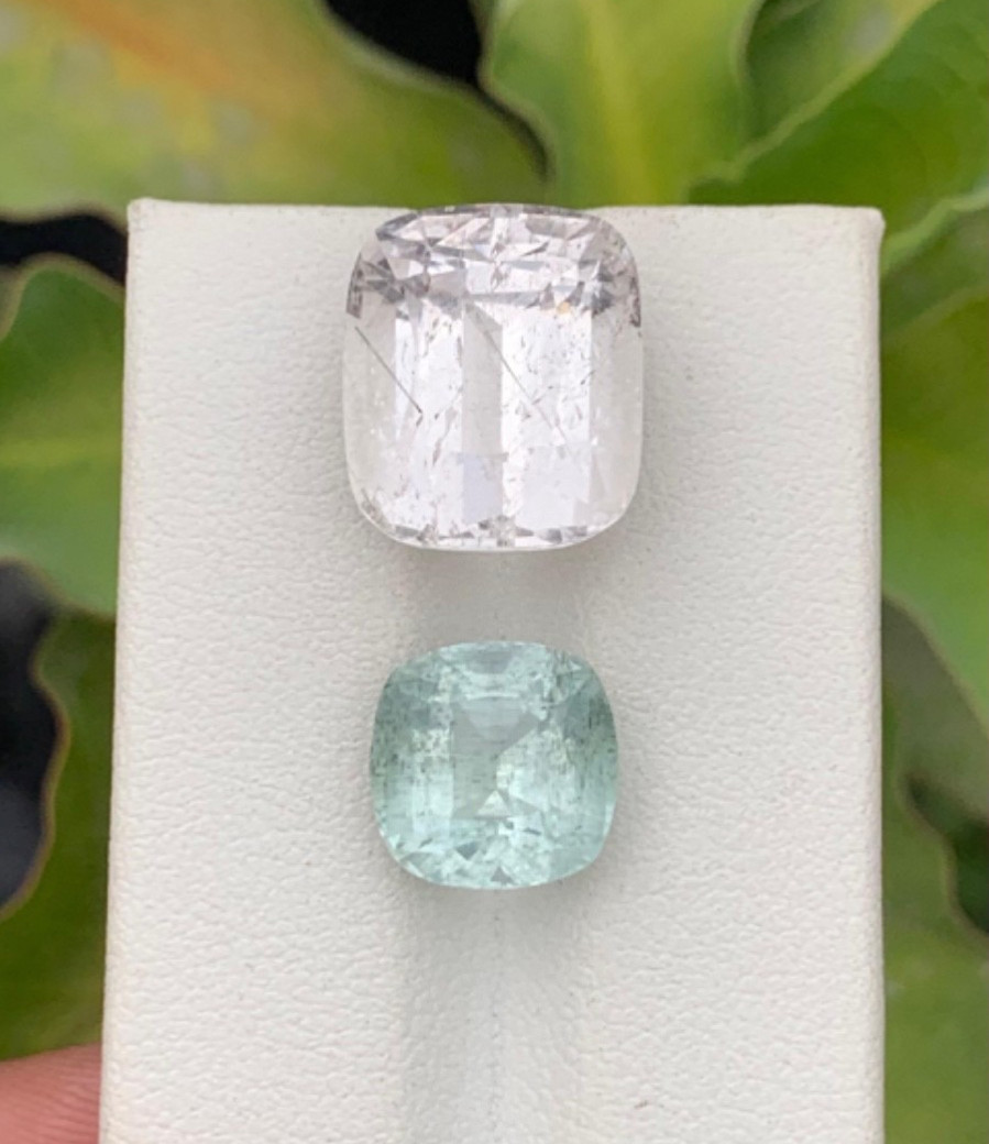 18 Carat Natural Morganite and Aquamarine Loose Gemstone collectible pieces