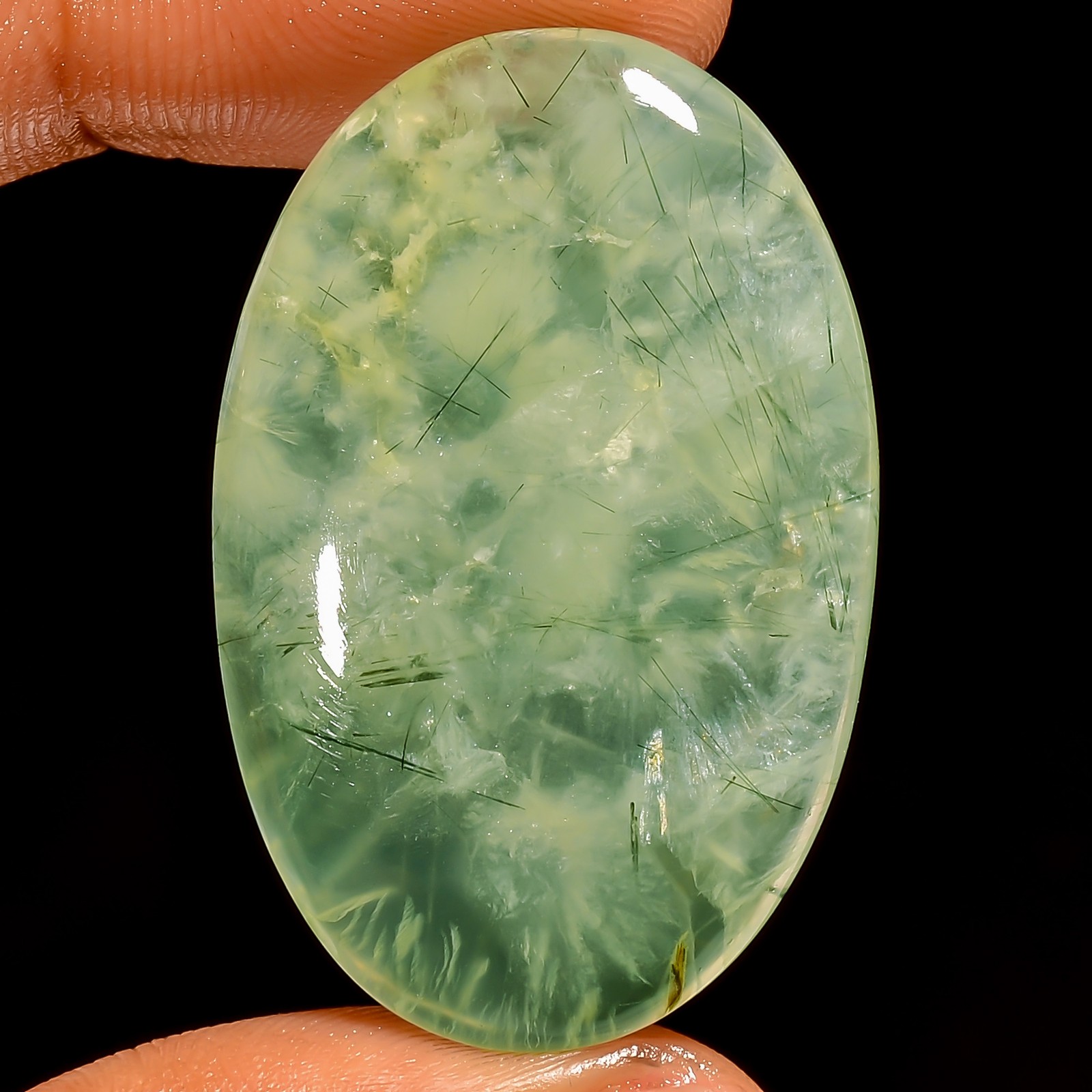 100% Natural Prehnite Oval Shape Cabochon Loose Gemstone 52 Ct 38X24X5mm UG-6609