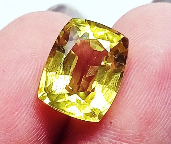 10-12 Ct Natural Sapphire Certified Yellow Color Cushion Shape Loose Gemstone