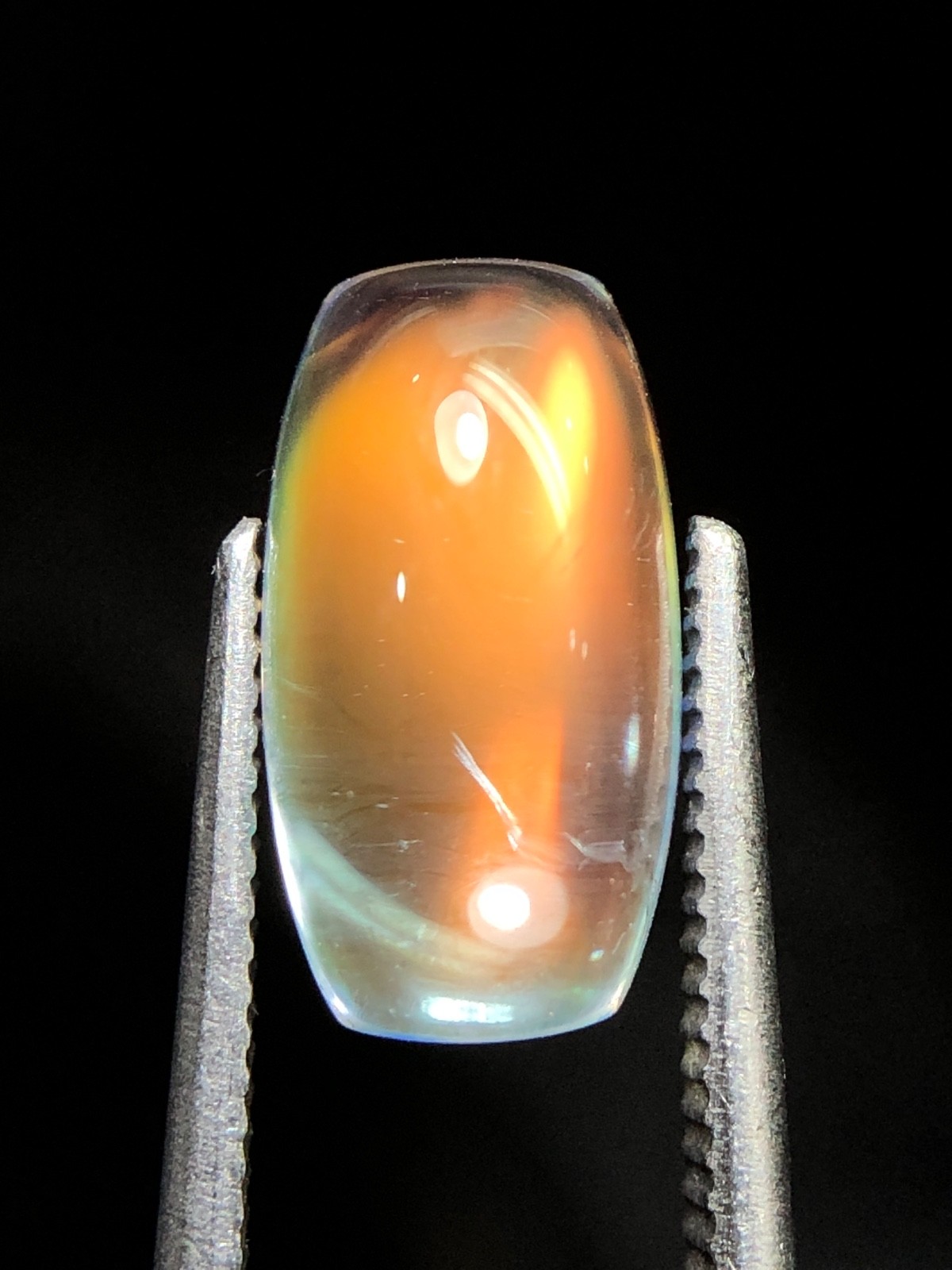 2.75 CT Natural Madagascar Cushion White Blue orange Fire Loose Gem For Jewelry