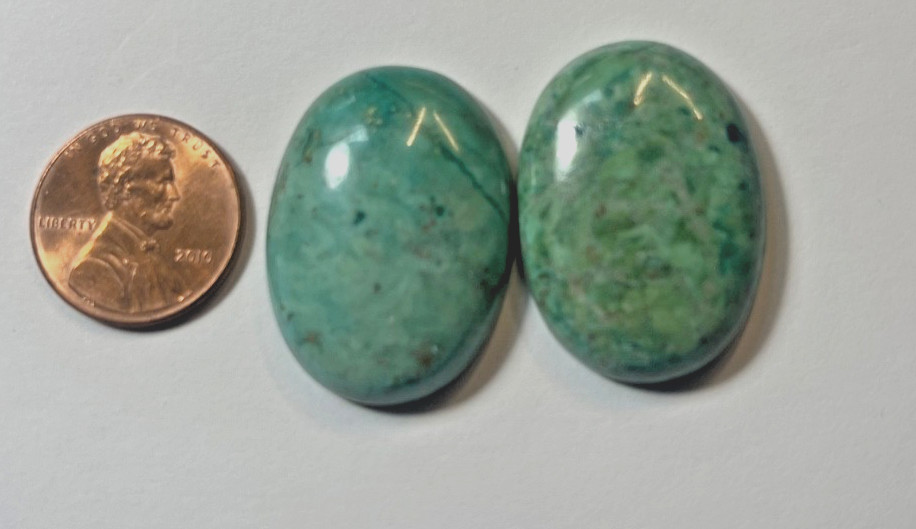 LOT OF 2PIECES GENUINE NATURAL 30X22 MM OVAL CAB CHRYSOCOLLA BELOW WHOLESALE