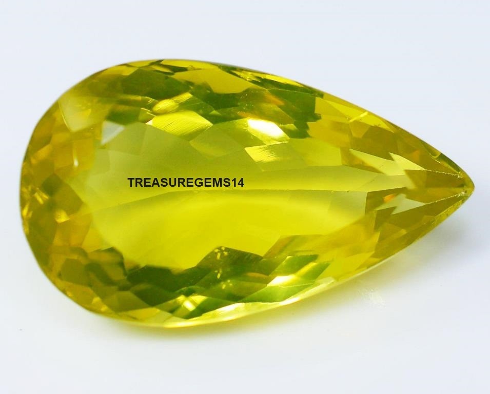 20.1 Ct 9X15X24 mm Natural Transparent Lemon Quartz faceted Pear Gems KB-107