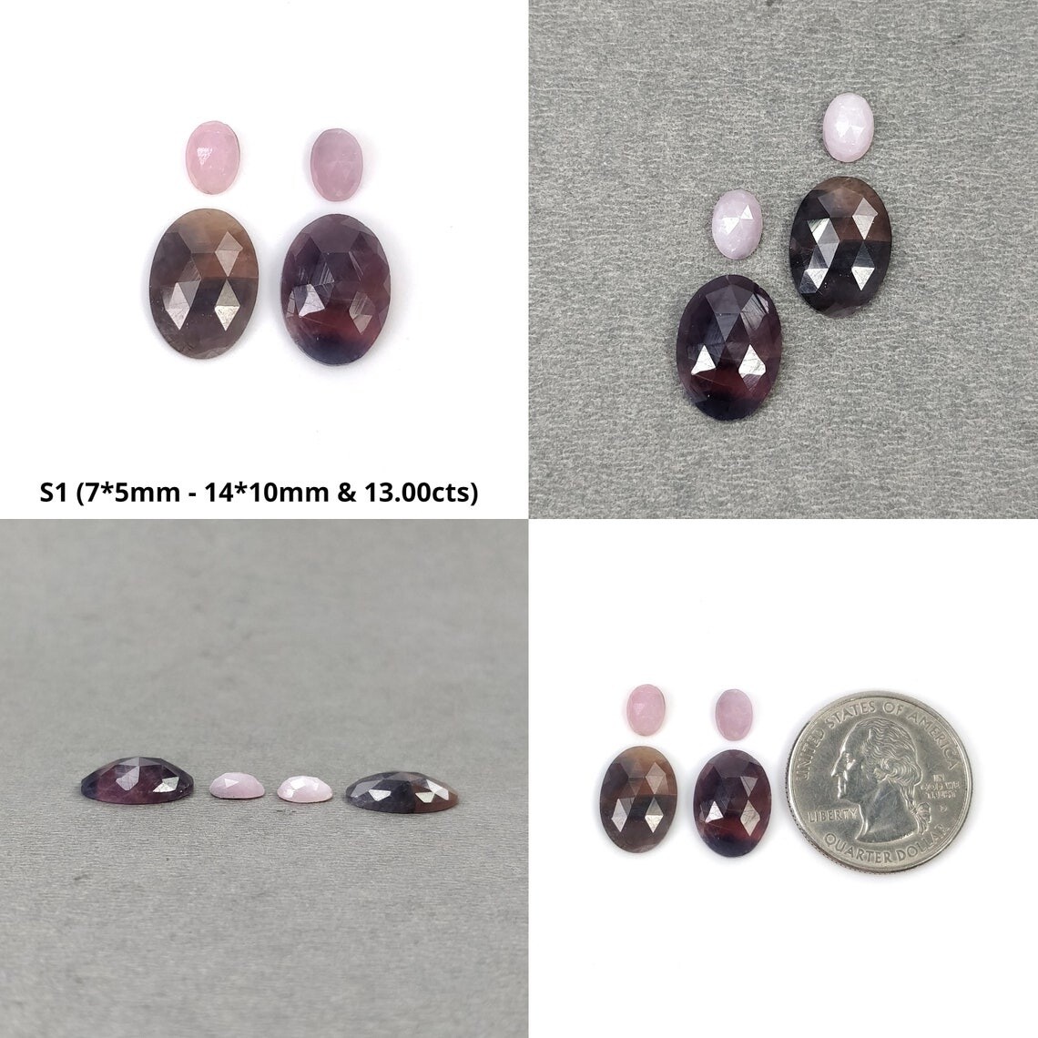 Untreated Bi-Color Multi Sapphire Oval & Pear Shape 6mm – 16*12mm 4pcs Set
