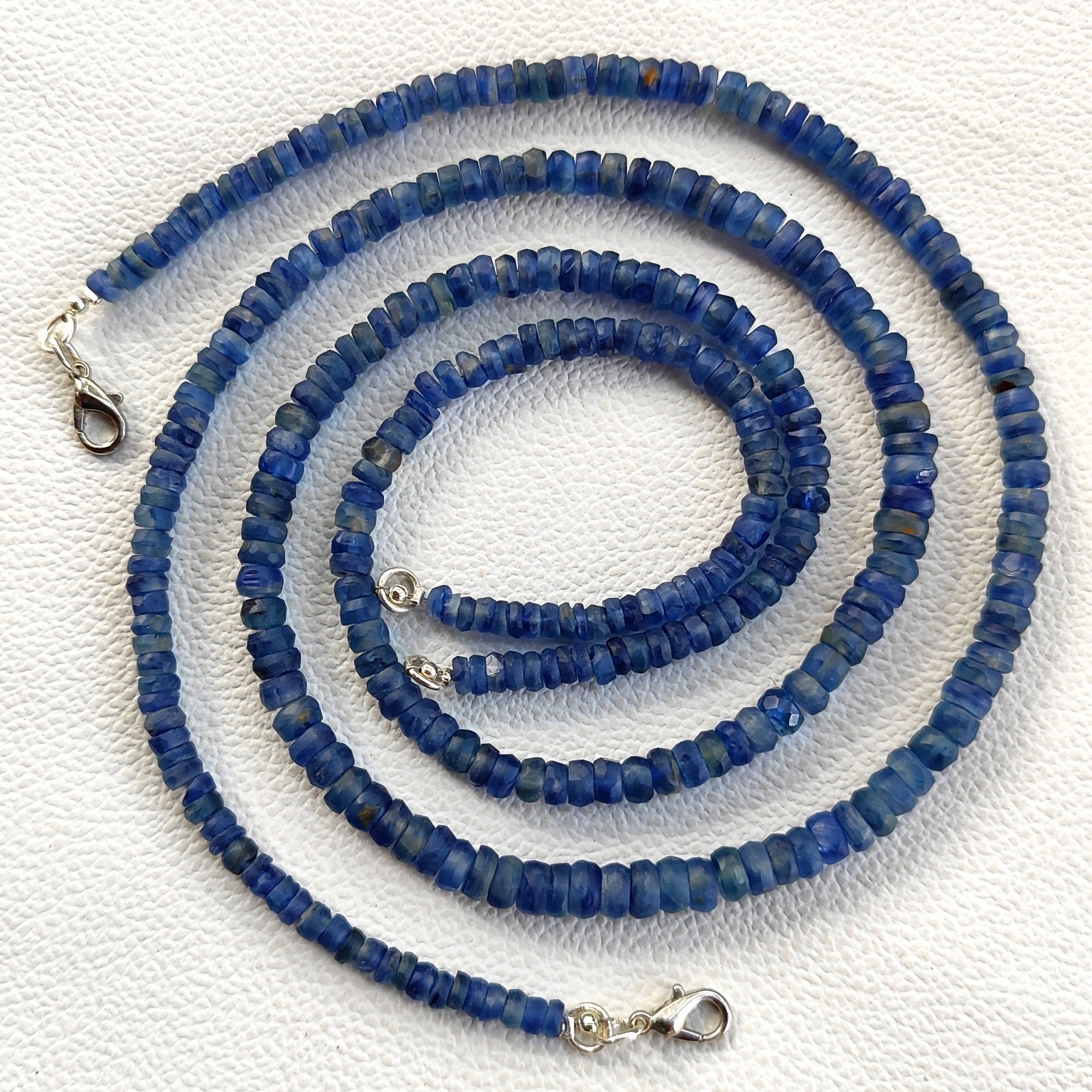 Natural Nepal Blue Kyanite 4-6mm Unpolished Rondelle Beads 17″ Gems Necklace
